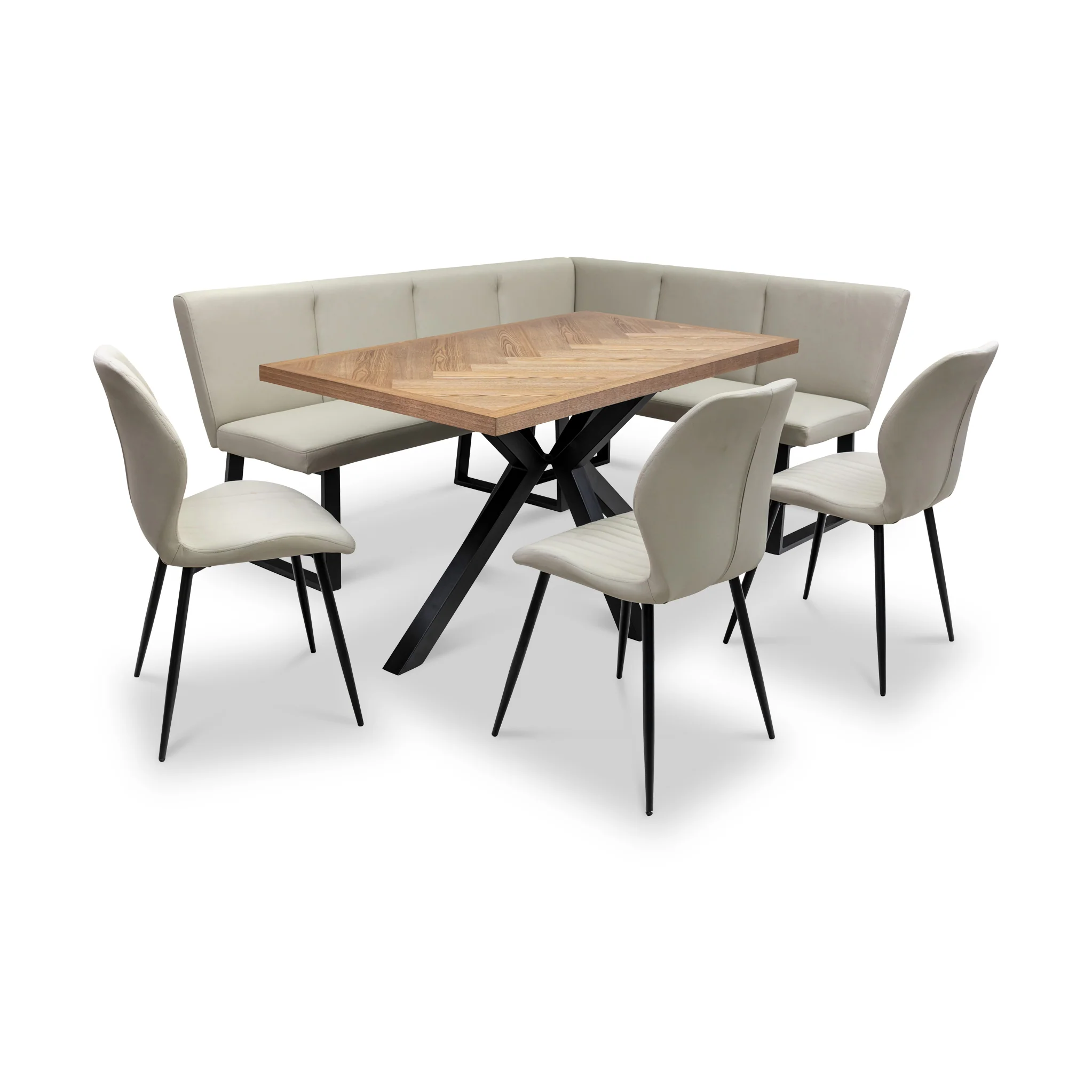 Everly 140cm Ash Herringbone Dining Table - Image 4