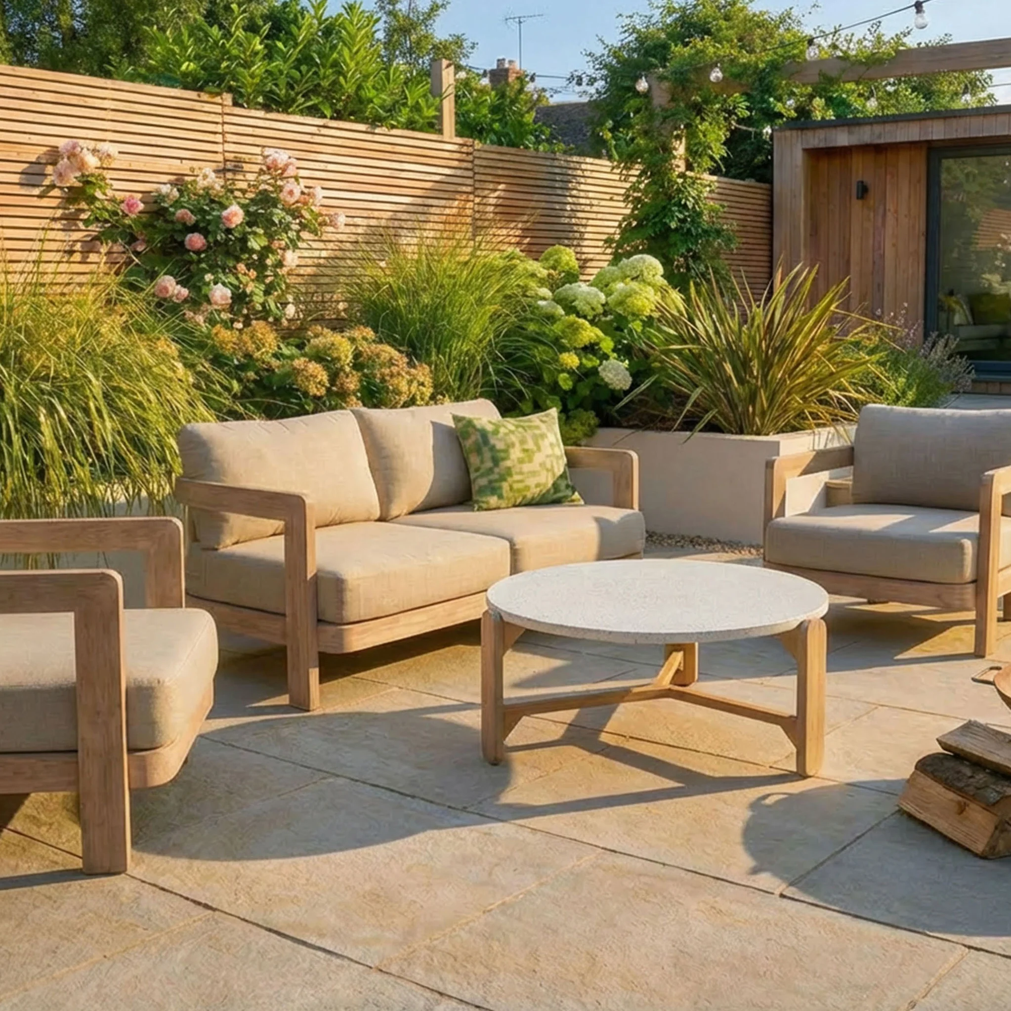 Evora 4 Seater Lounging Set with Coffee Table - Image 3