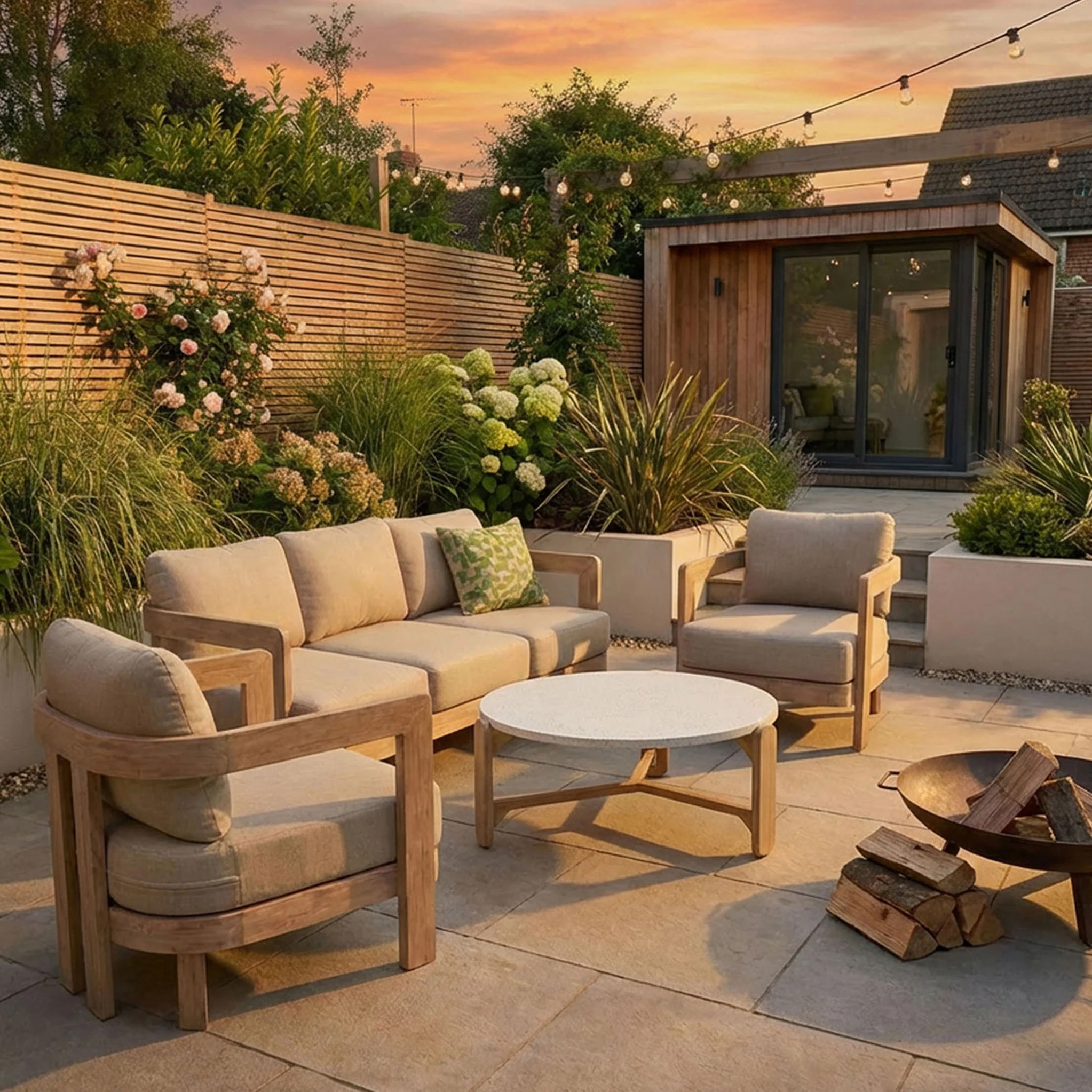 Evora 5 Seater Lounging Set with Coffee Table - Image 3