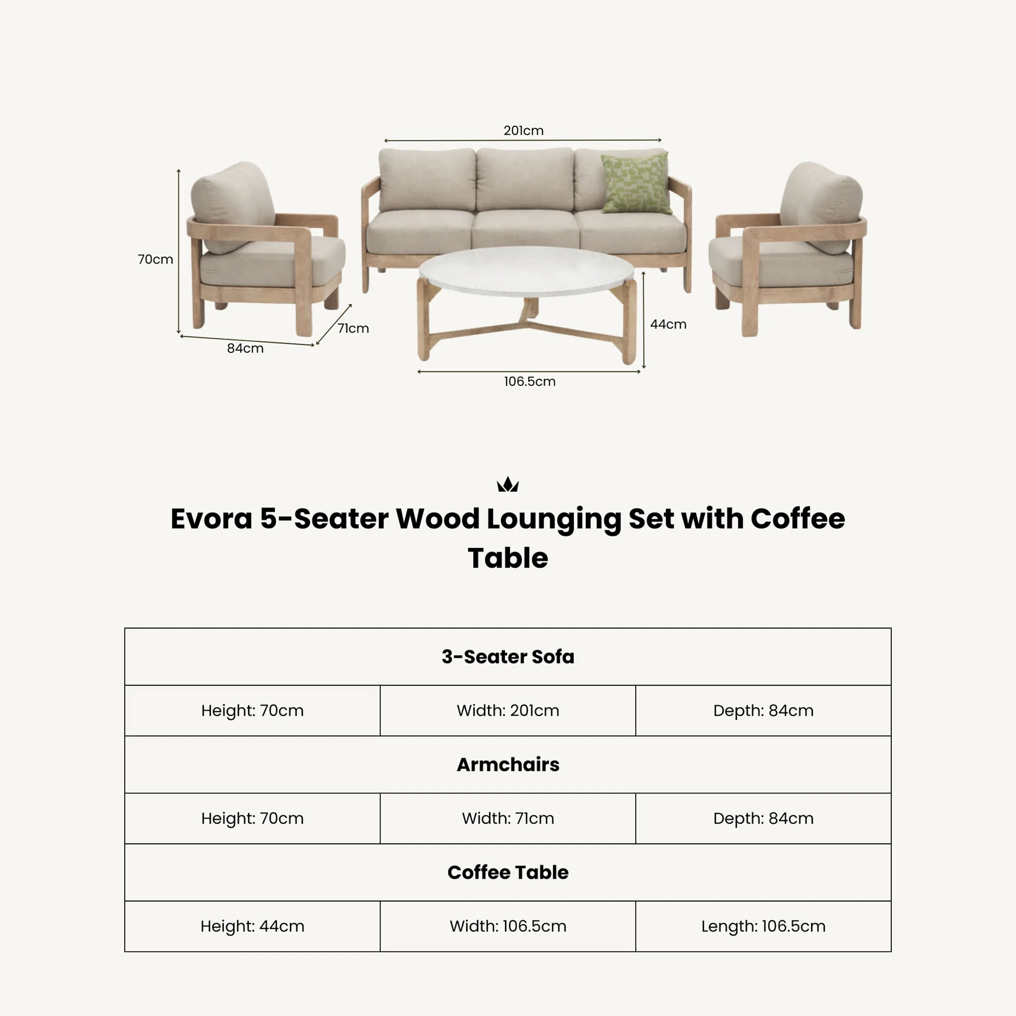 Evora 5 Seater Lounging Set with Coffee Table - Image 7
