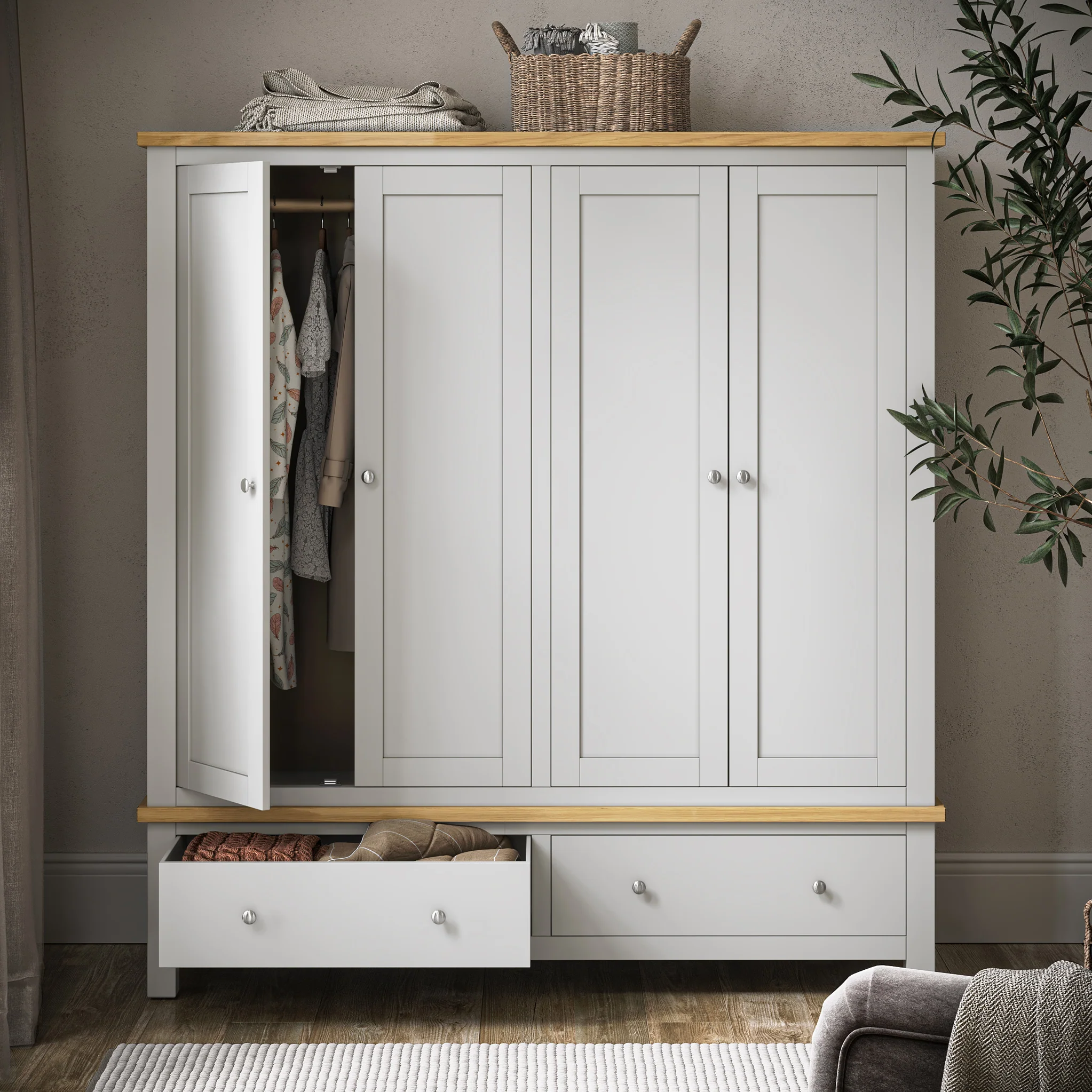 Farro 4 Door Wardrobe with 2 Drawers - Image 10