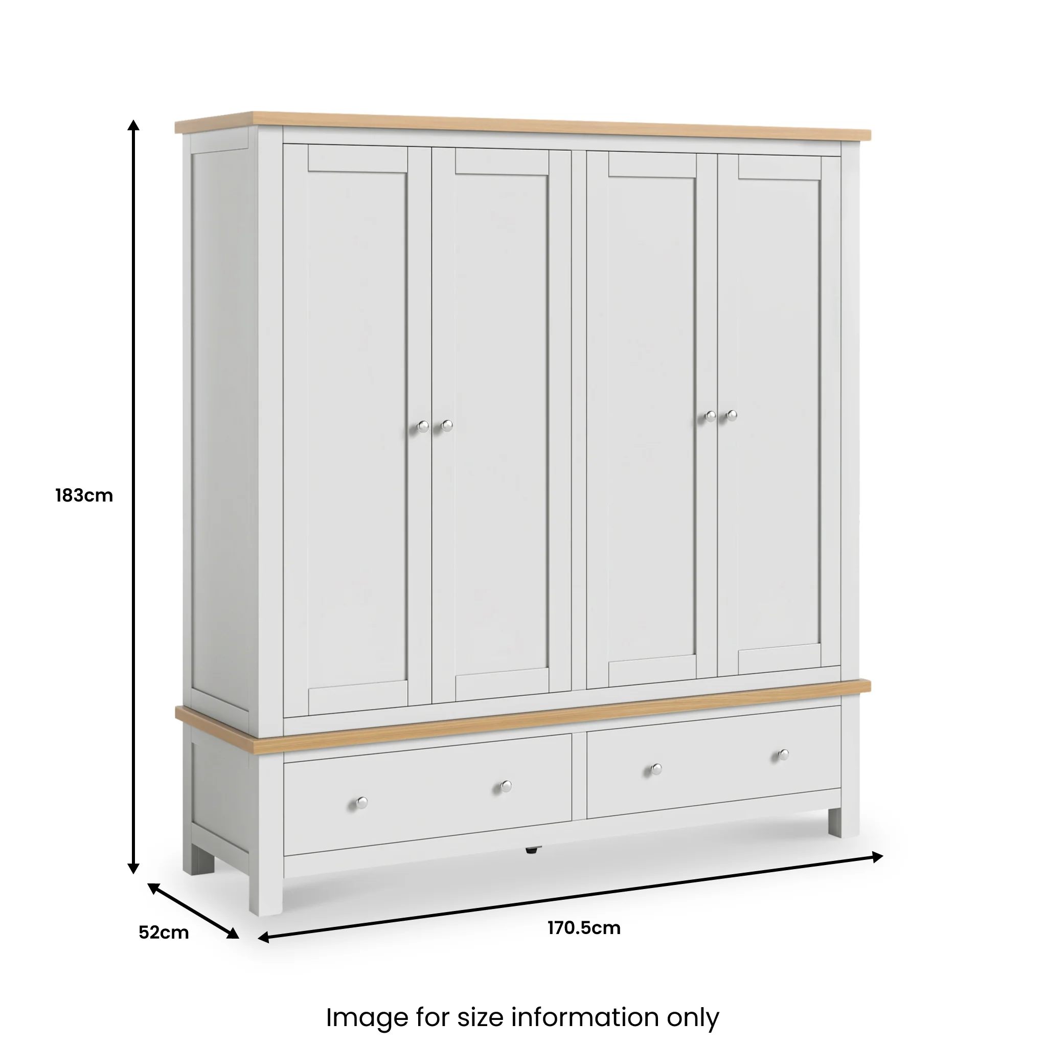 Farro 4 Door Wardrobe with 2 Drawers - Image 25