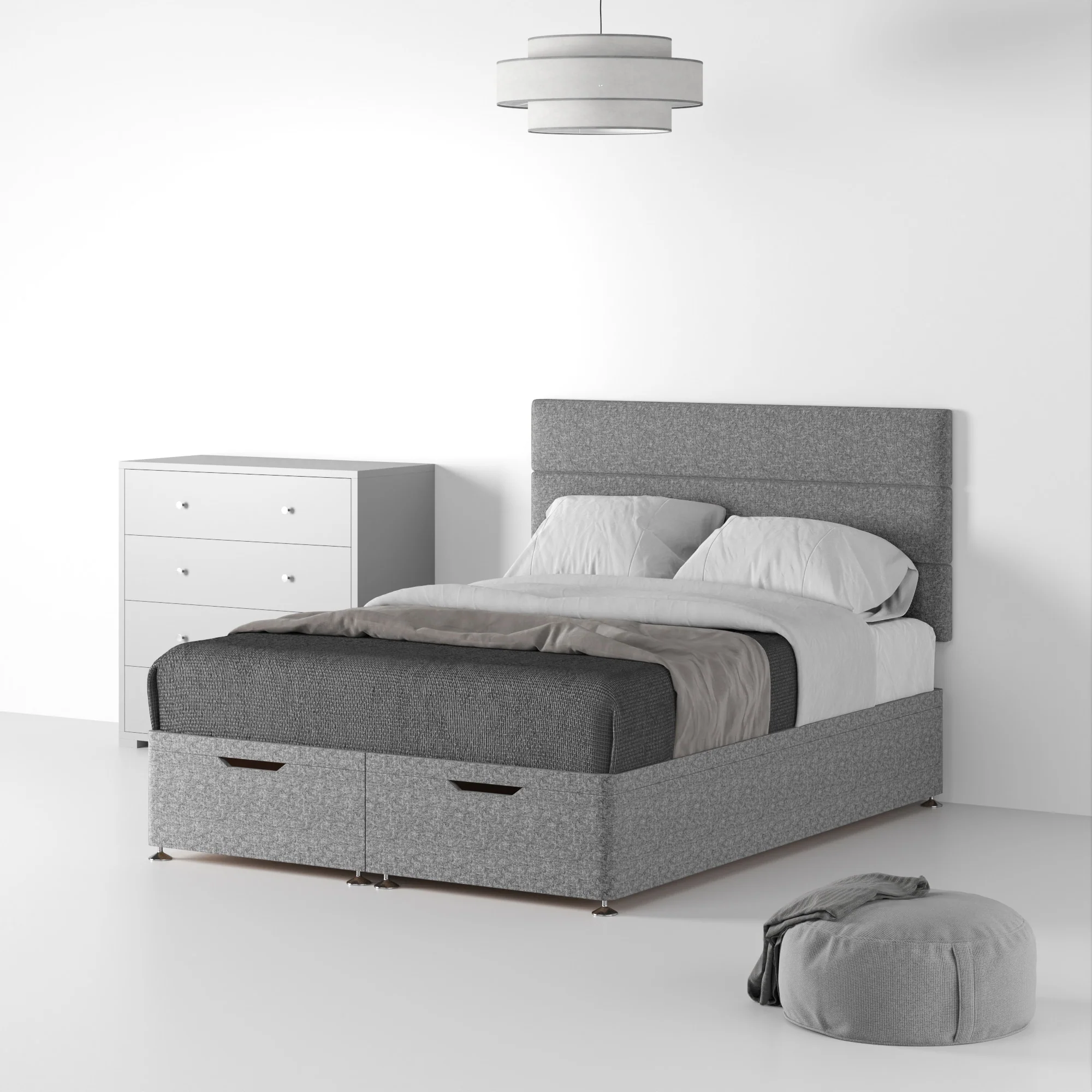Farrow Bar Linen Ottoman Divan Bed and Headboard - Image 5