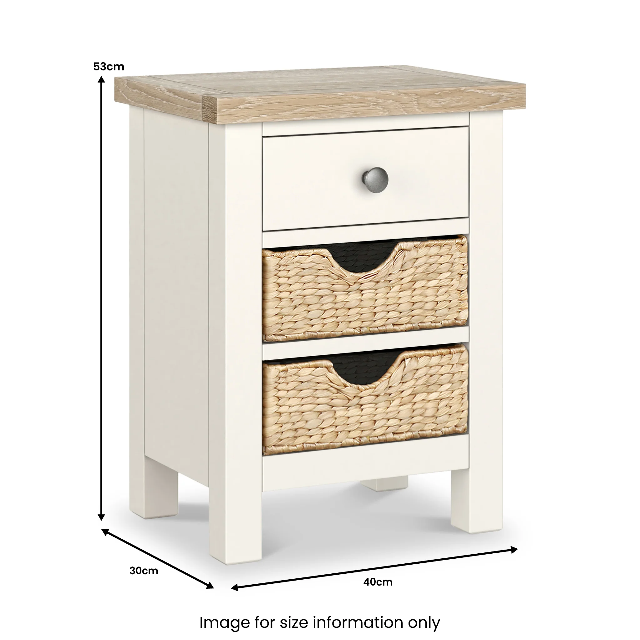 Farro Basket 3 Drawer Bedside Table - Image 12