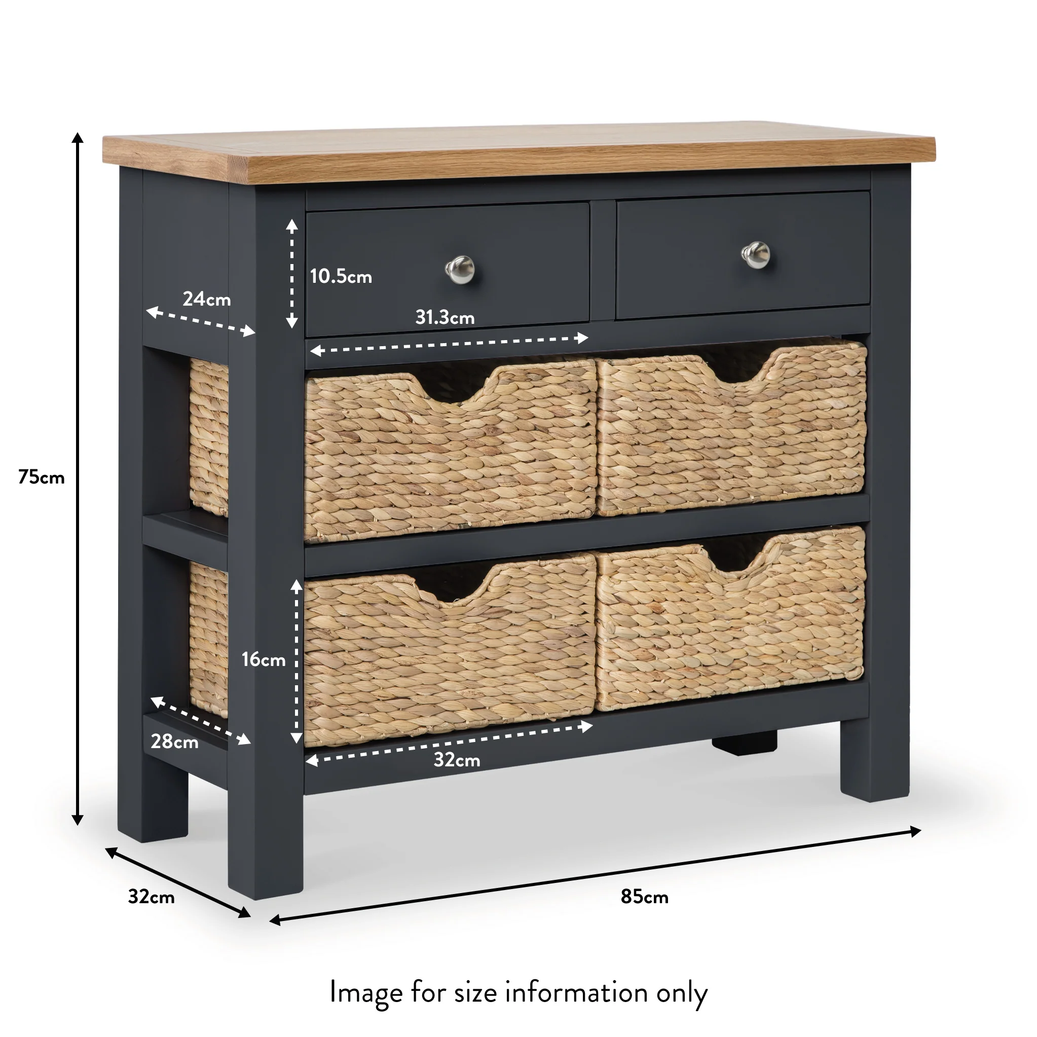 Farro Console Table with Baskets - Image 12