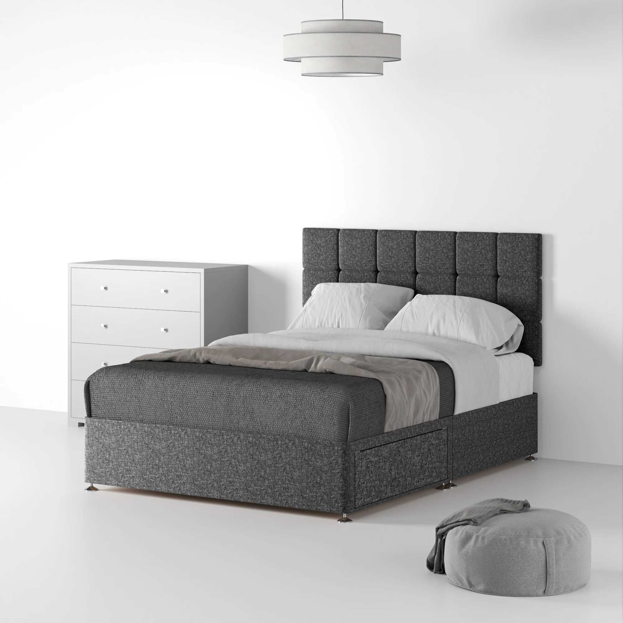 Farrow Cube Linen Divan Bed and Headboard - Image 10