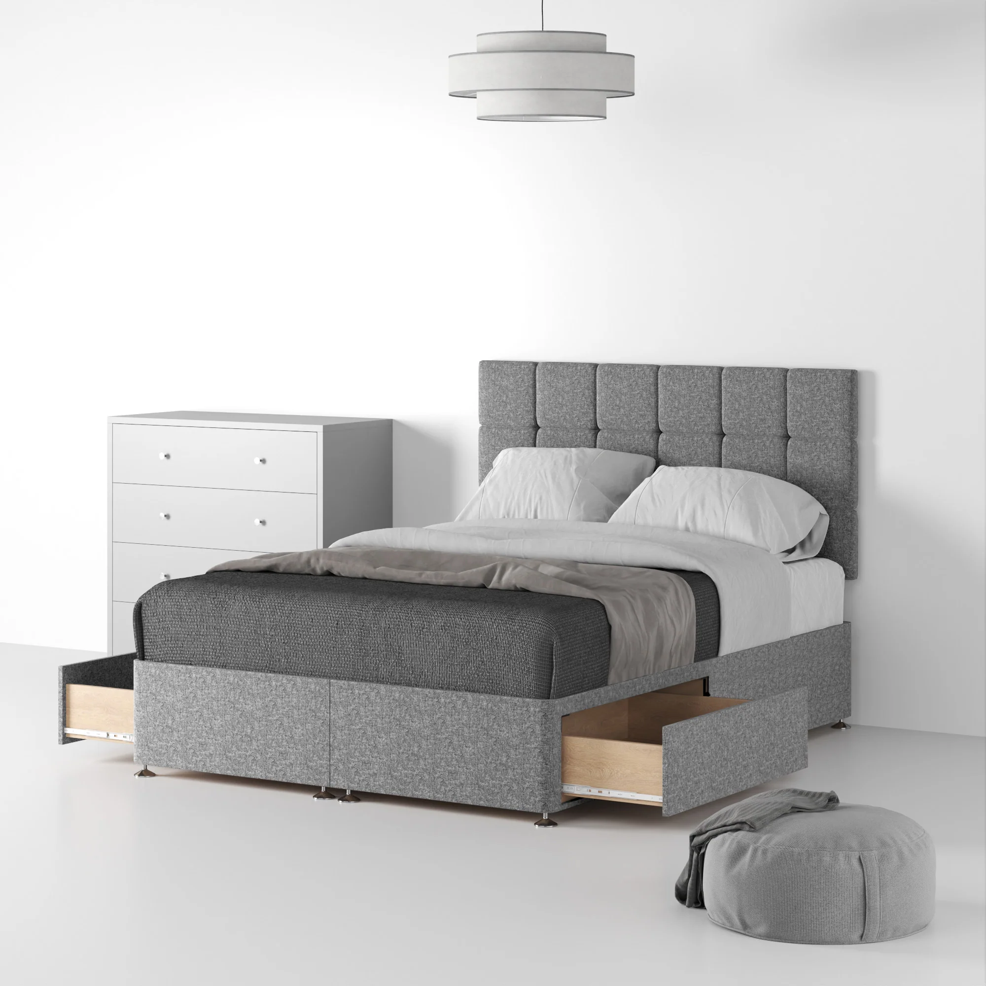 Farrow Cube Linen Divan Bed and Headboard - Image 27