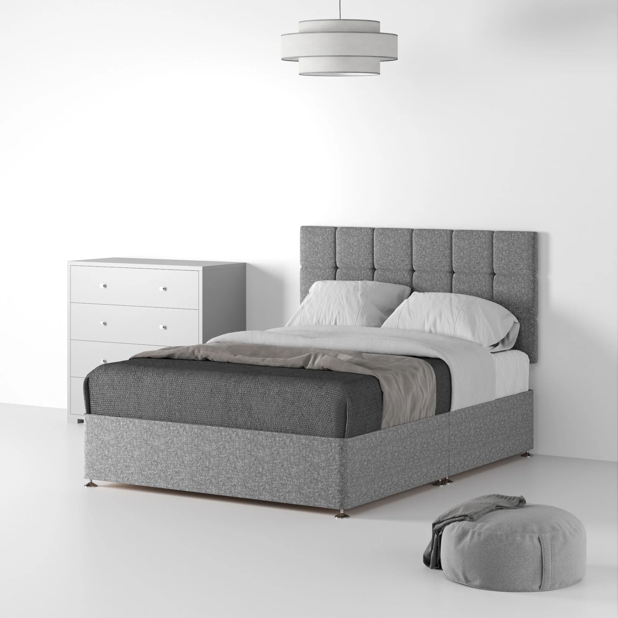 Farrow Cube Linen Divan Bed and Headboard - Image 3