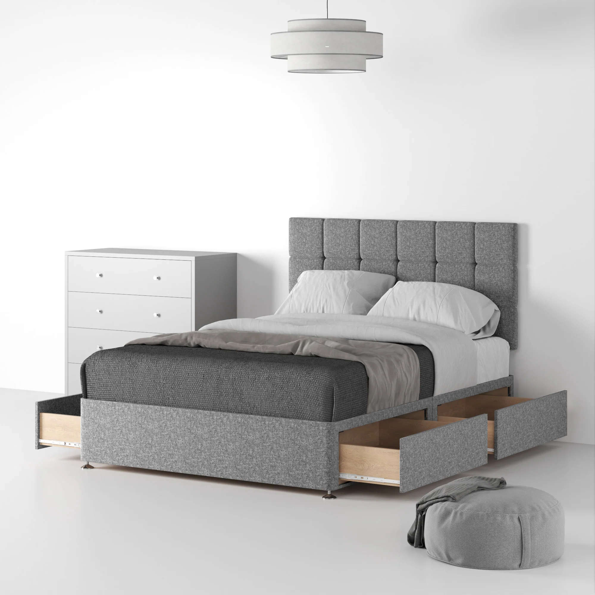 Farrow Cube Linen Divan Bed and Headboard - Image 33