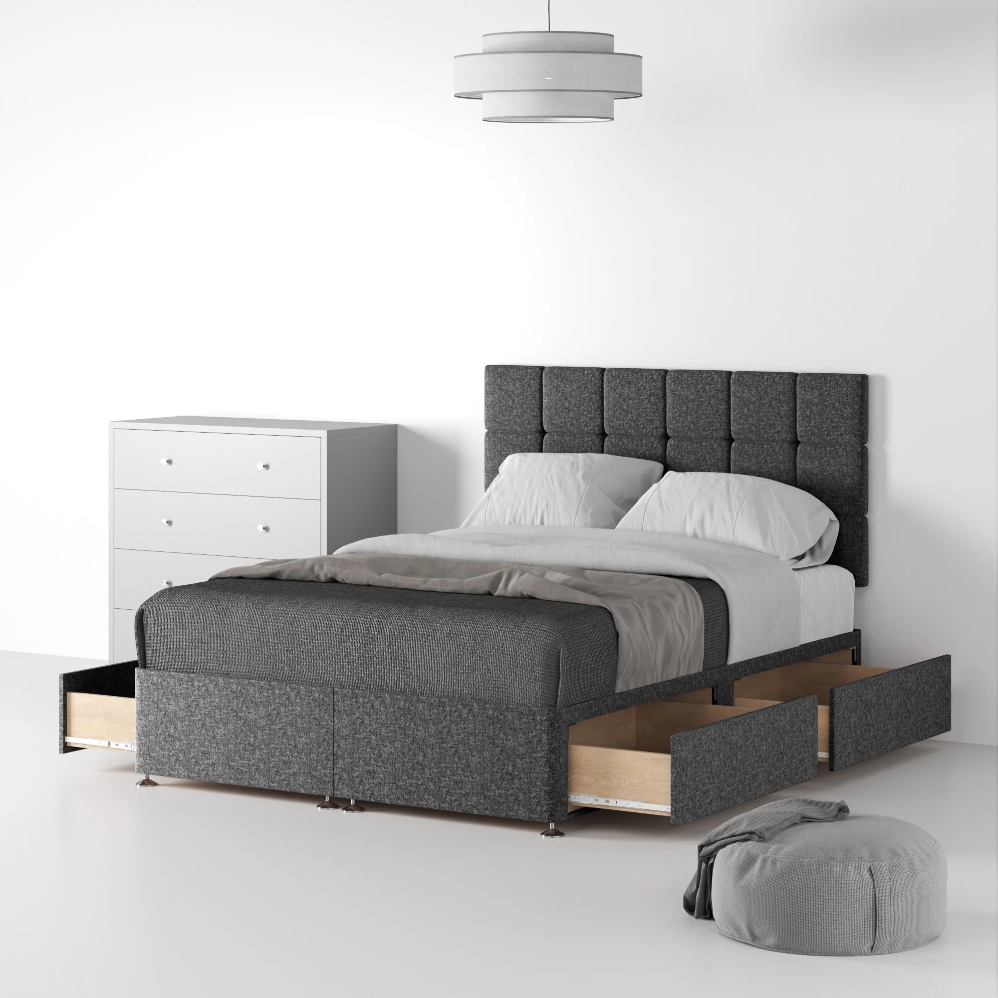 Farrow Cube Linen Divan Bed and Headboard - Image 35