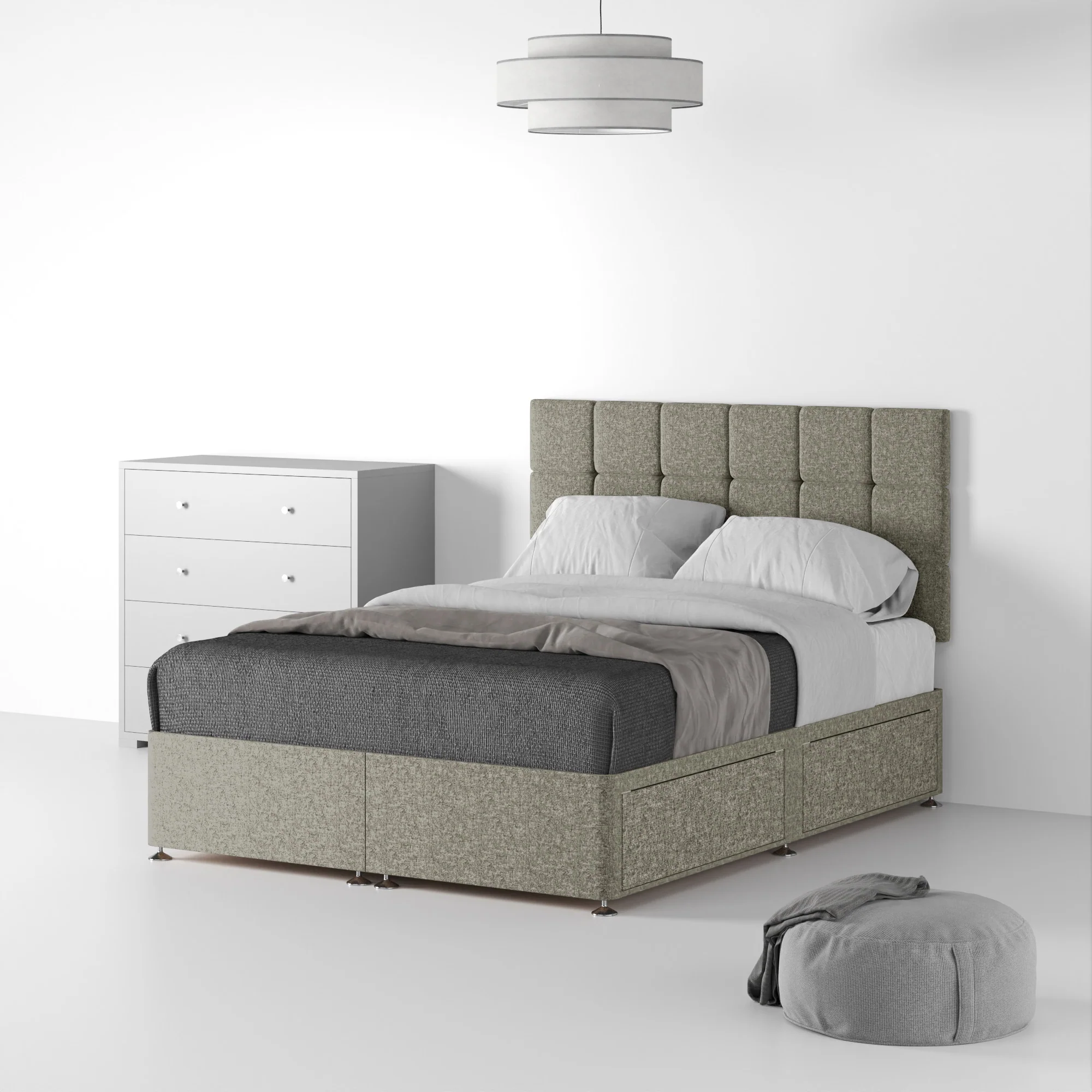 Farrow Cube Linen Divan Bed and Headboard - Image 36