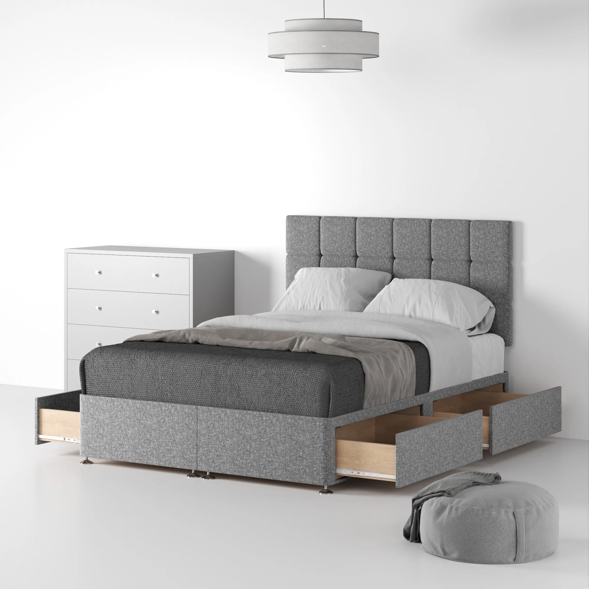 Farrow Cube Linen Divan Bed and Headboard - Image 39