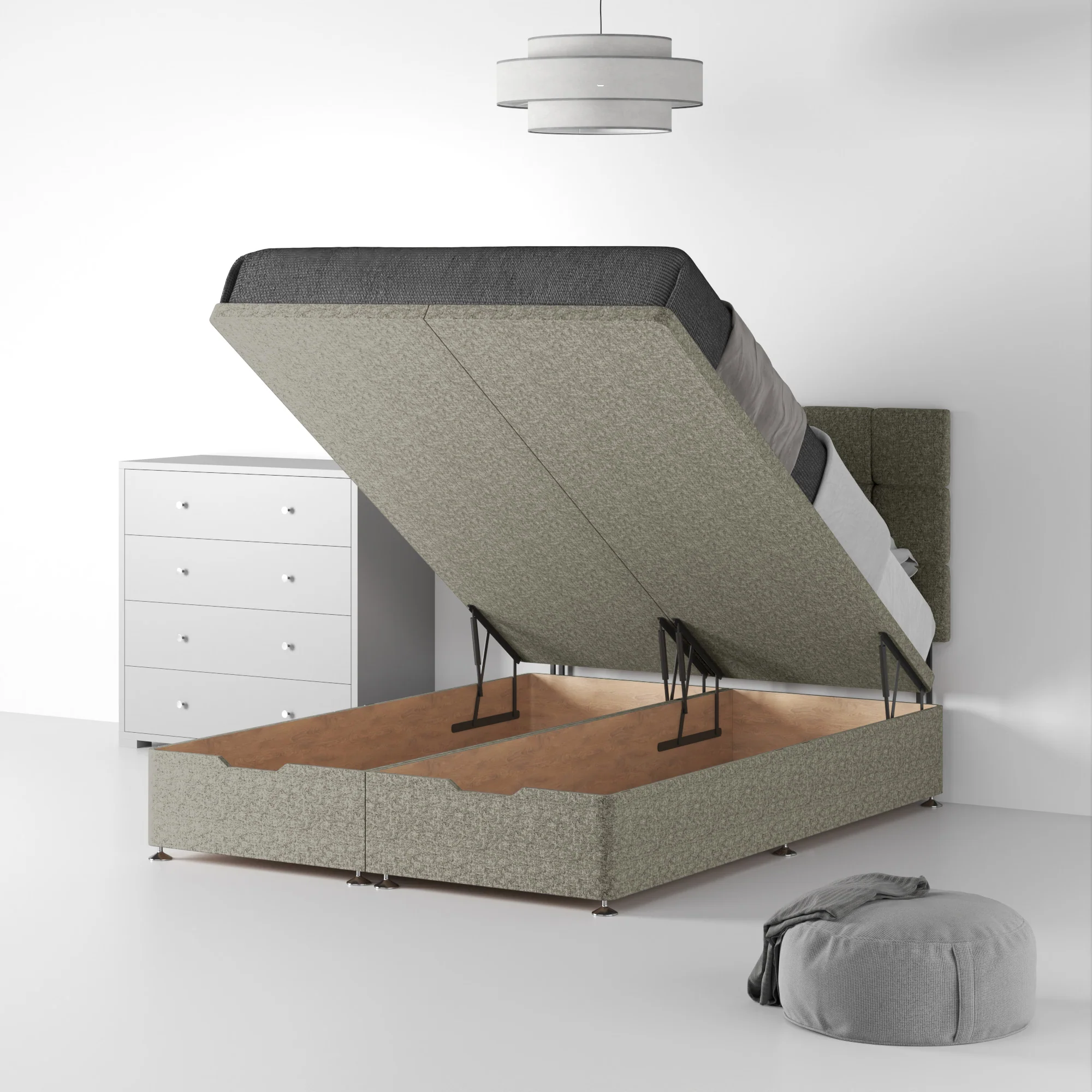 Farrow Cube Linen Divan Bed and Headboard - Image 52