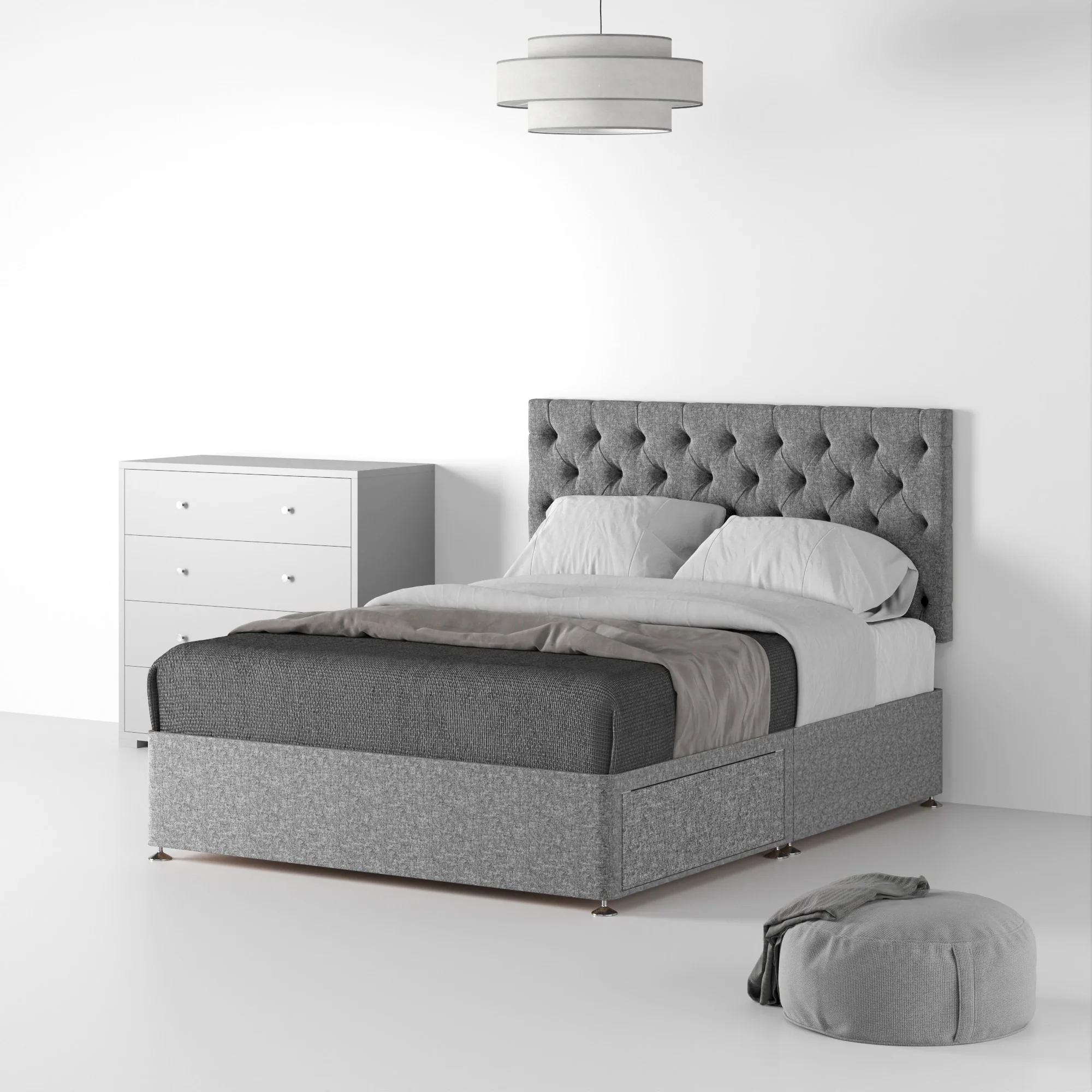 Farrow Diamond Linen Divan Bed and Headboard - Image 14