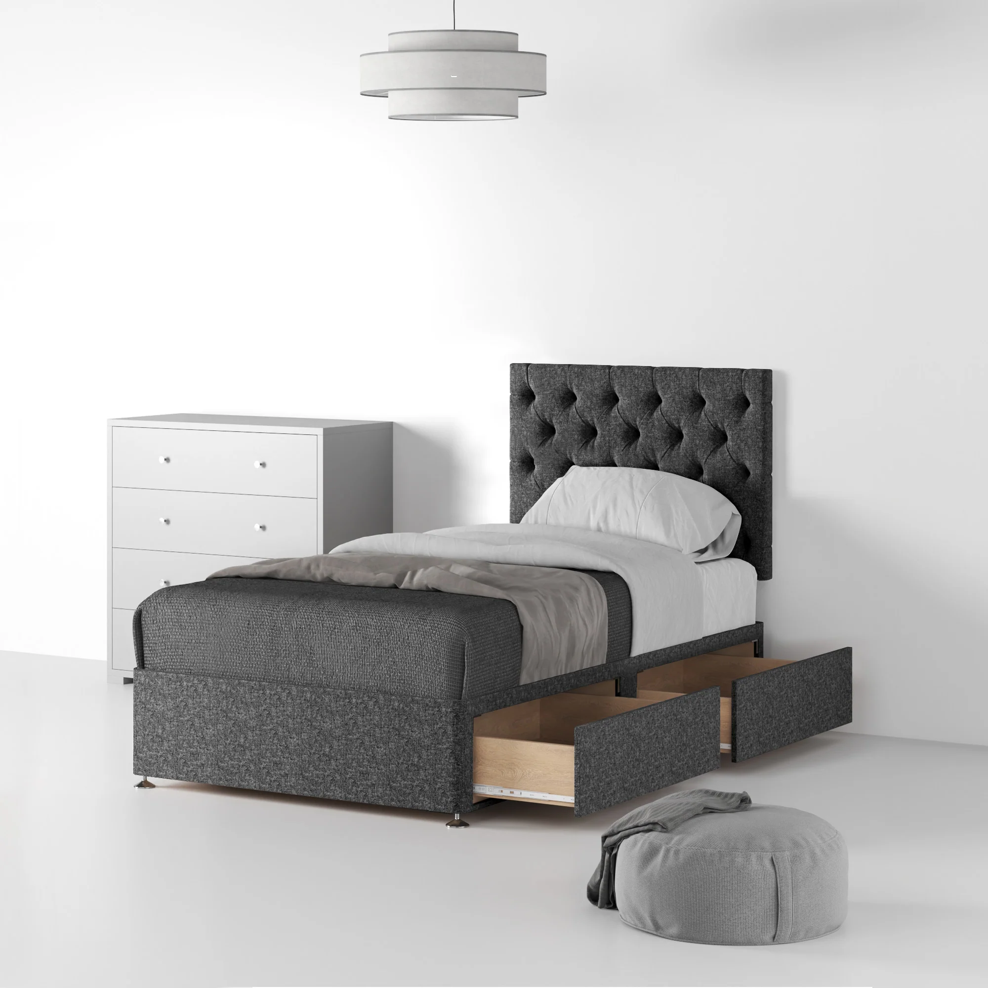 Farrow Diamond Linen Divan Bed and Headboard - Image 17