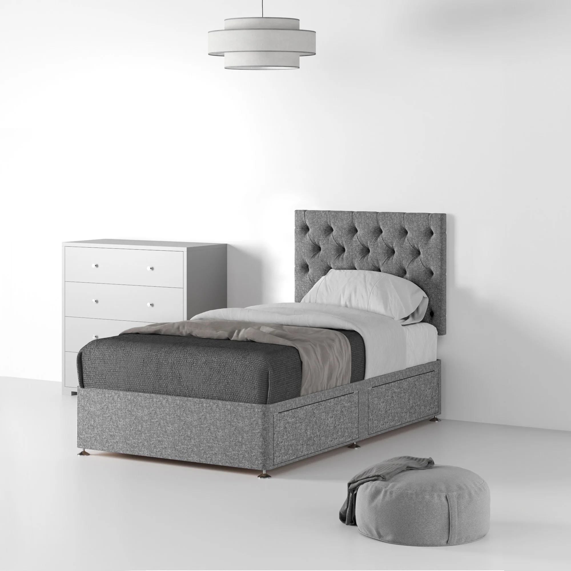 Farrow Diamond Linen Divan Bed and Headboard - Image 20