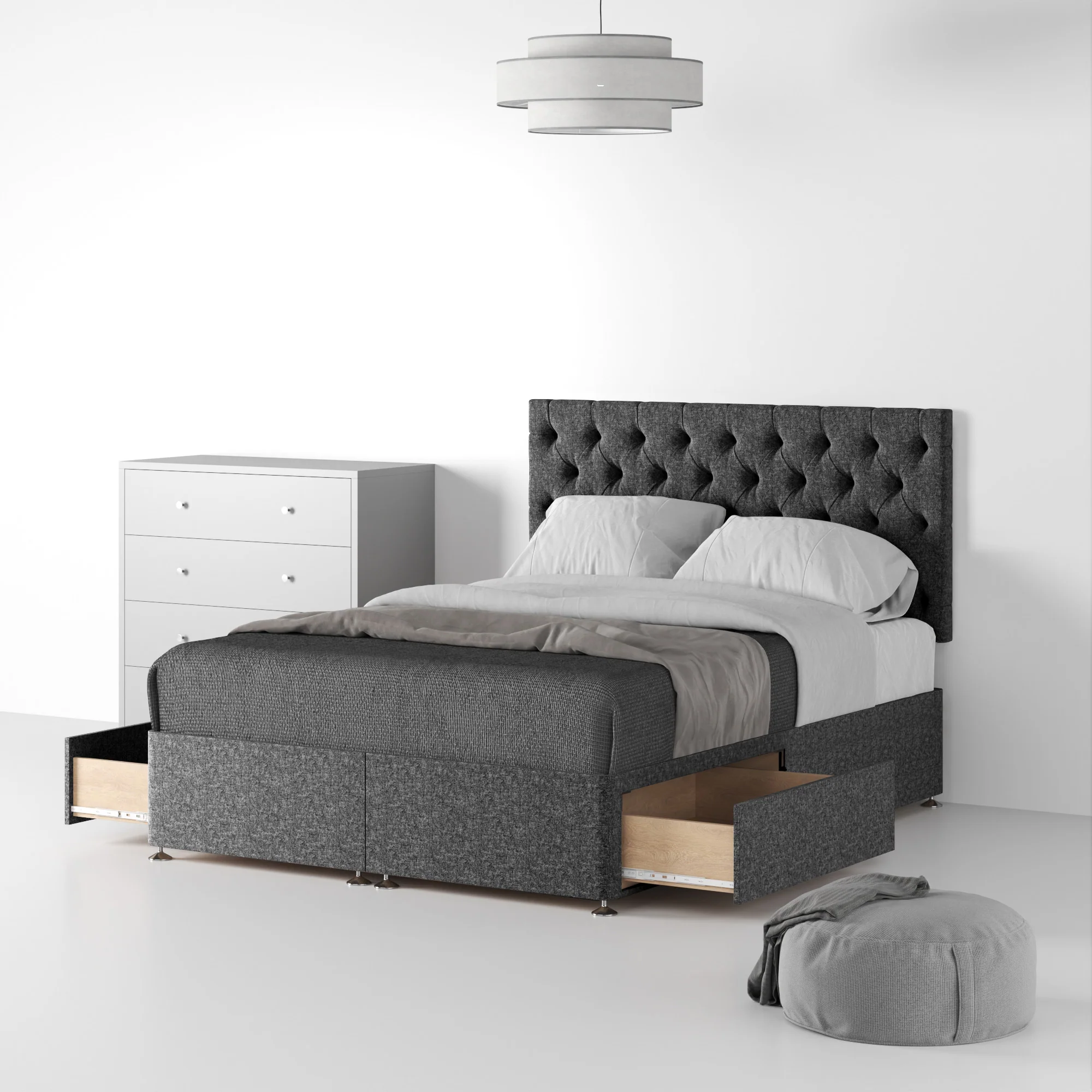Farrow Diamond Linen Divan Bed and Headboard - Image 23