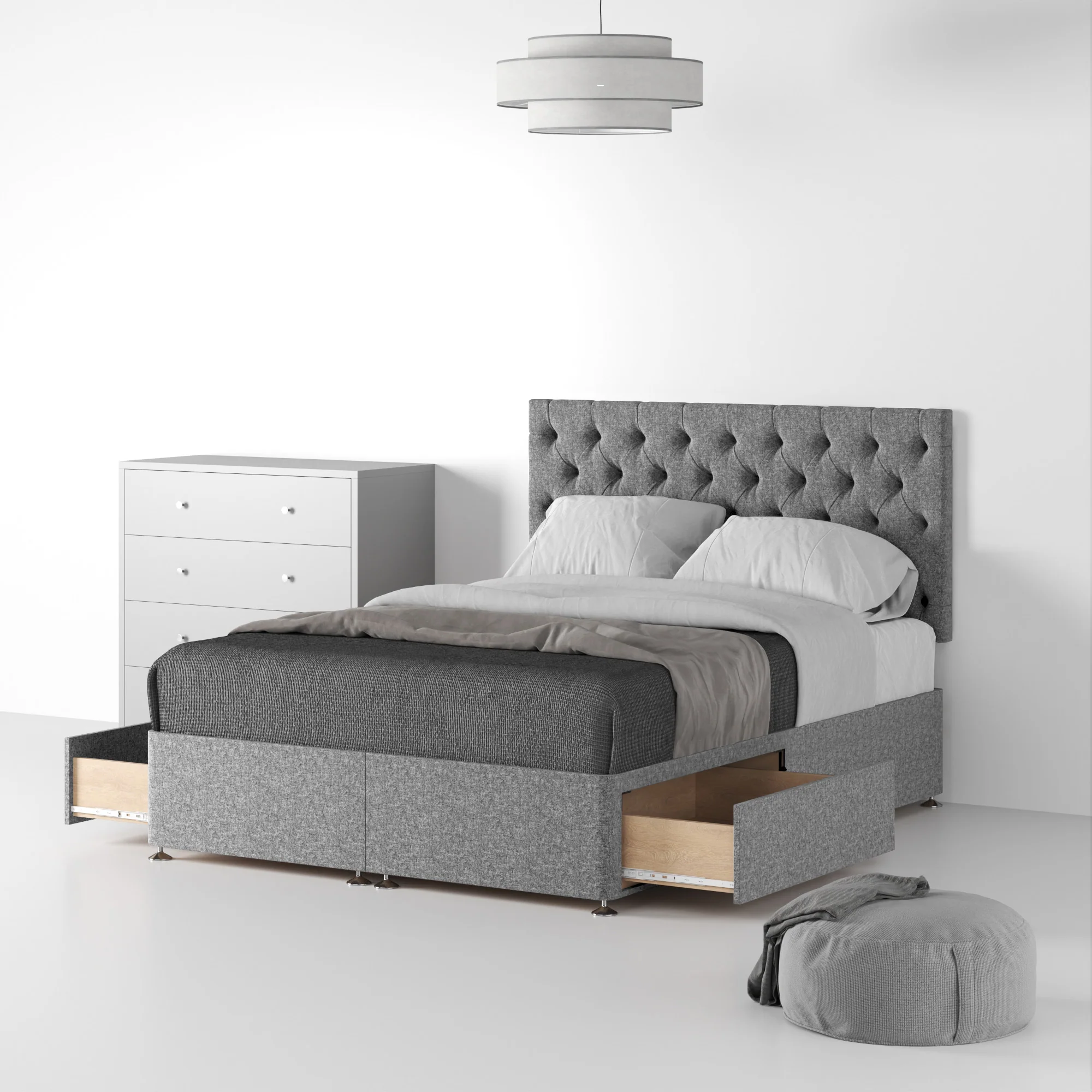Farrow Diamond Linen Divan Bed and Headboard - Image 27