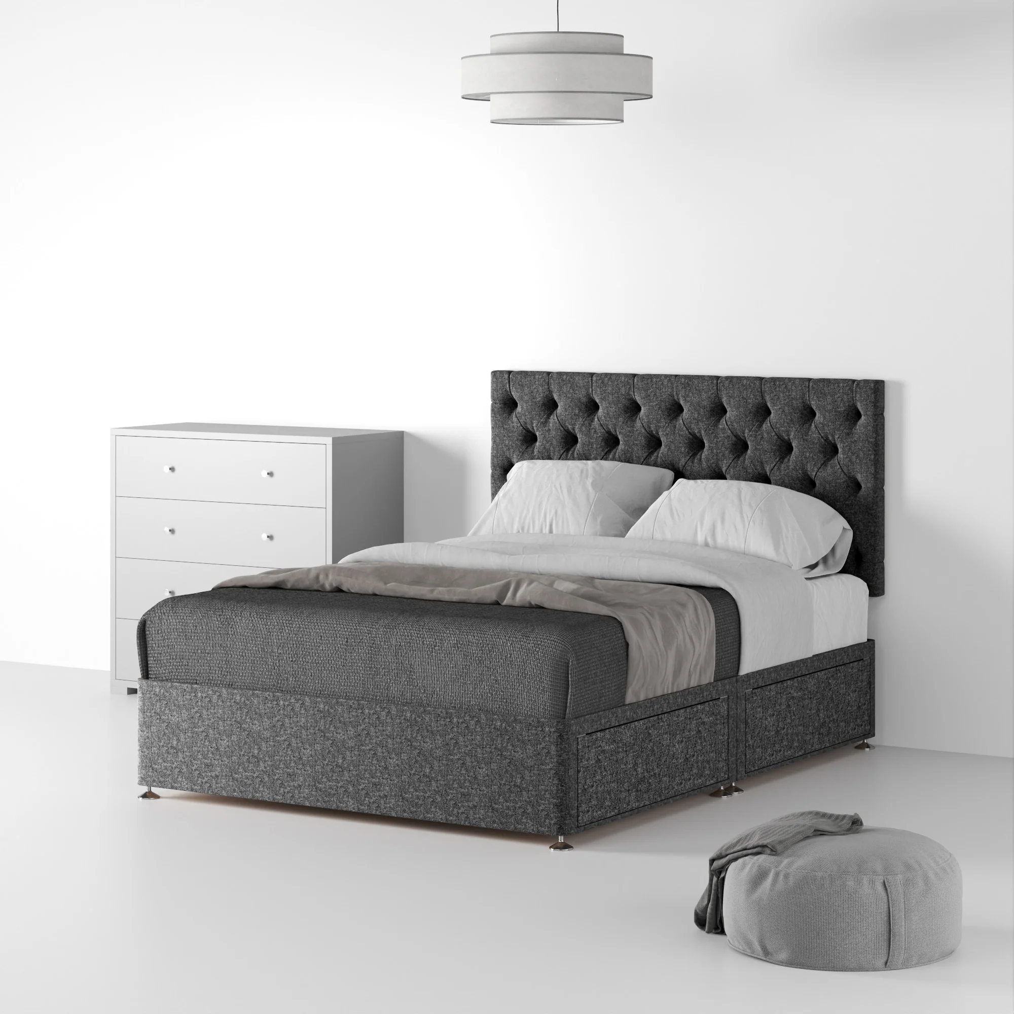 Farrow Diamond Linen Divan Bed and Headboard - Image 28