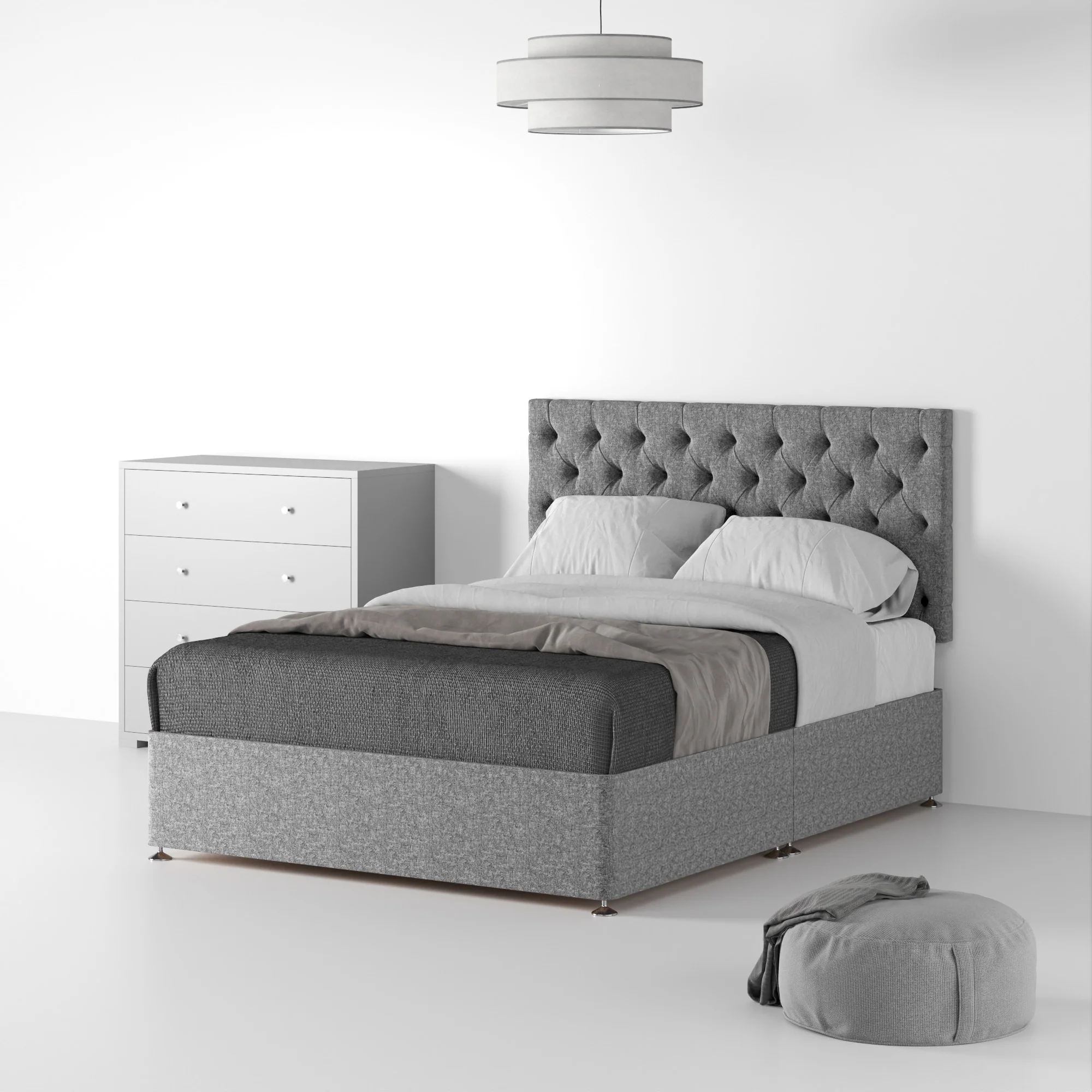 Farrow Diamond Linen Divan Bed and Headboard - Image 3