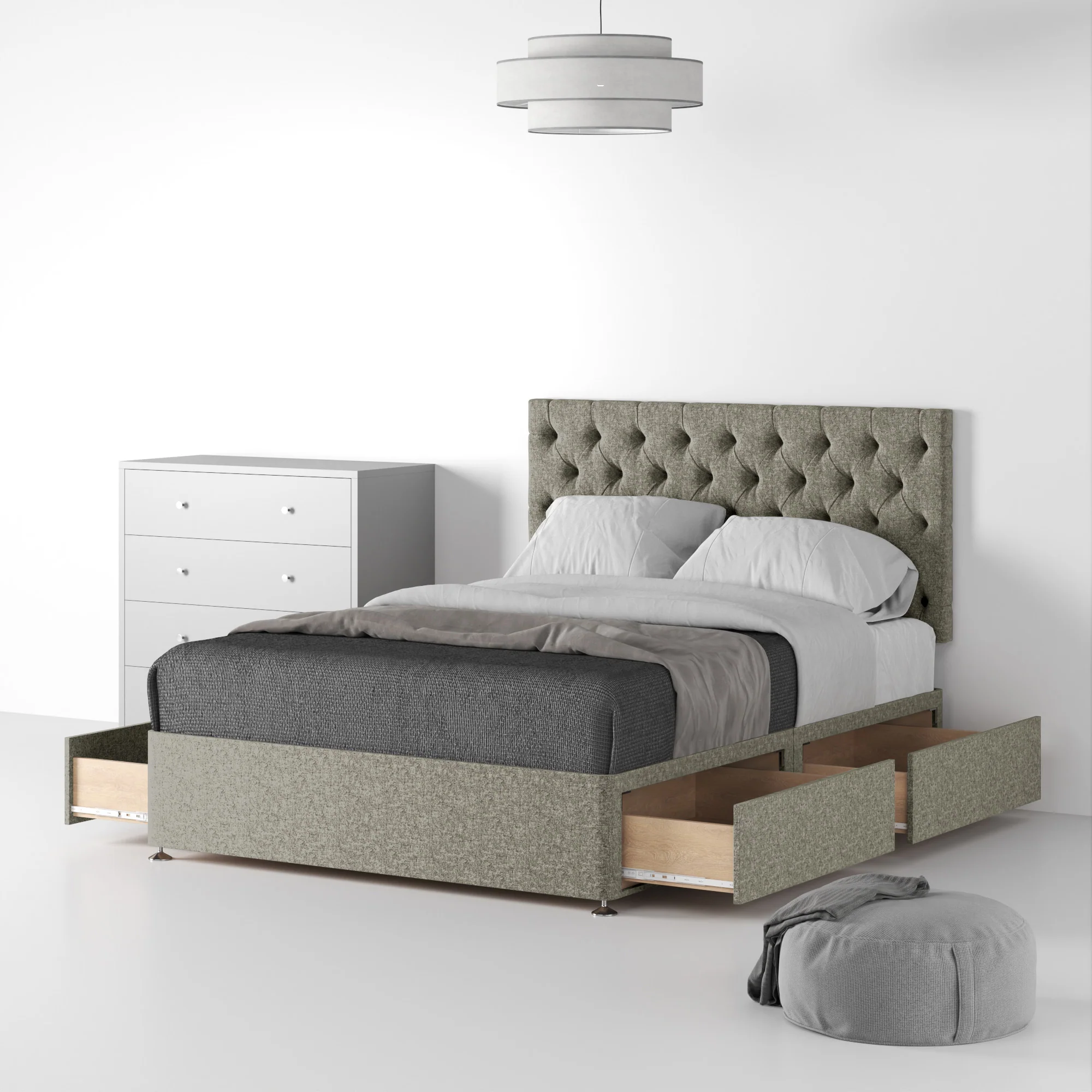 Farrow Diamond Linen Divan Bed and Headboard - Image 31