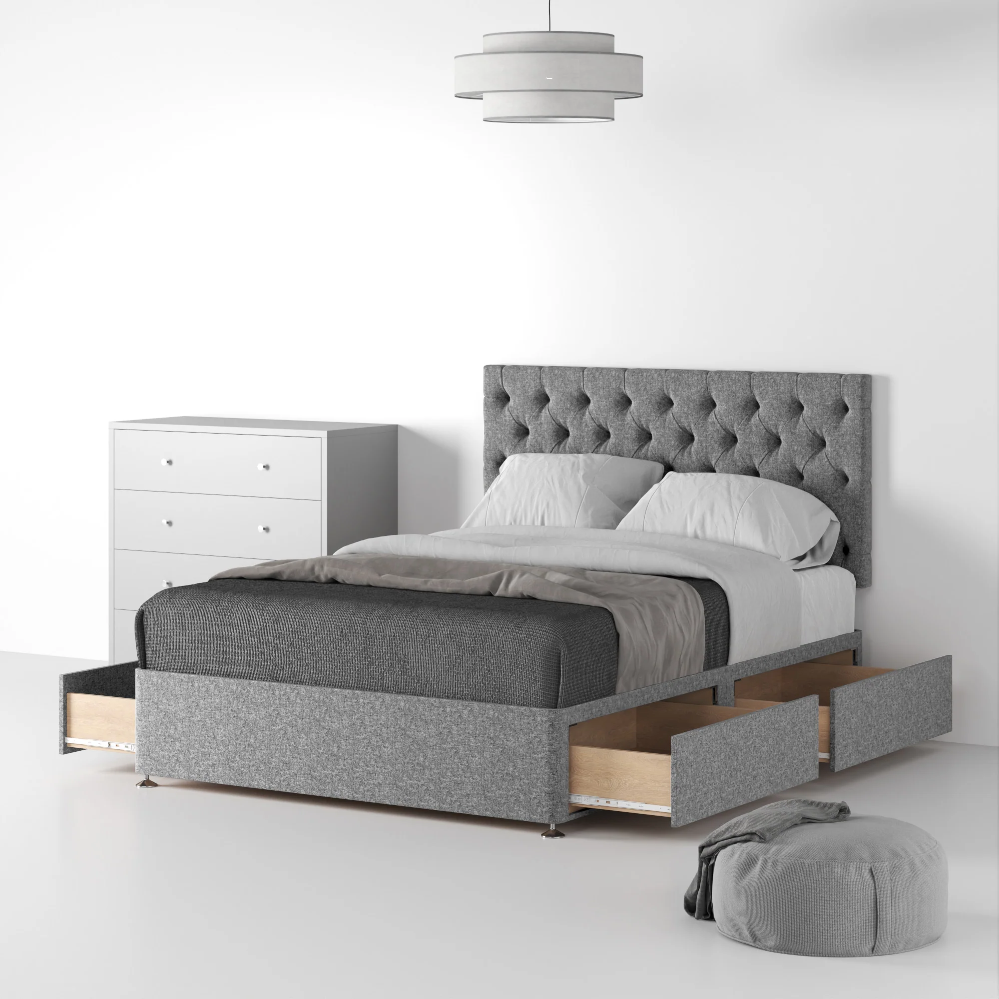 Farrow Diamond Linen Divan Bed and Headboard - Image 33