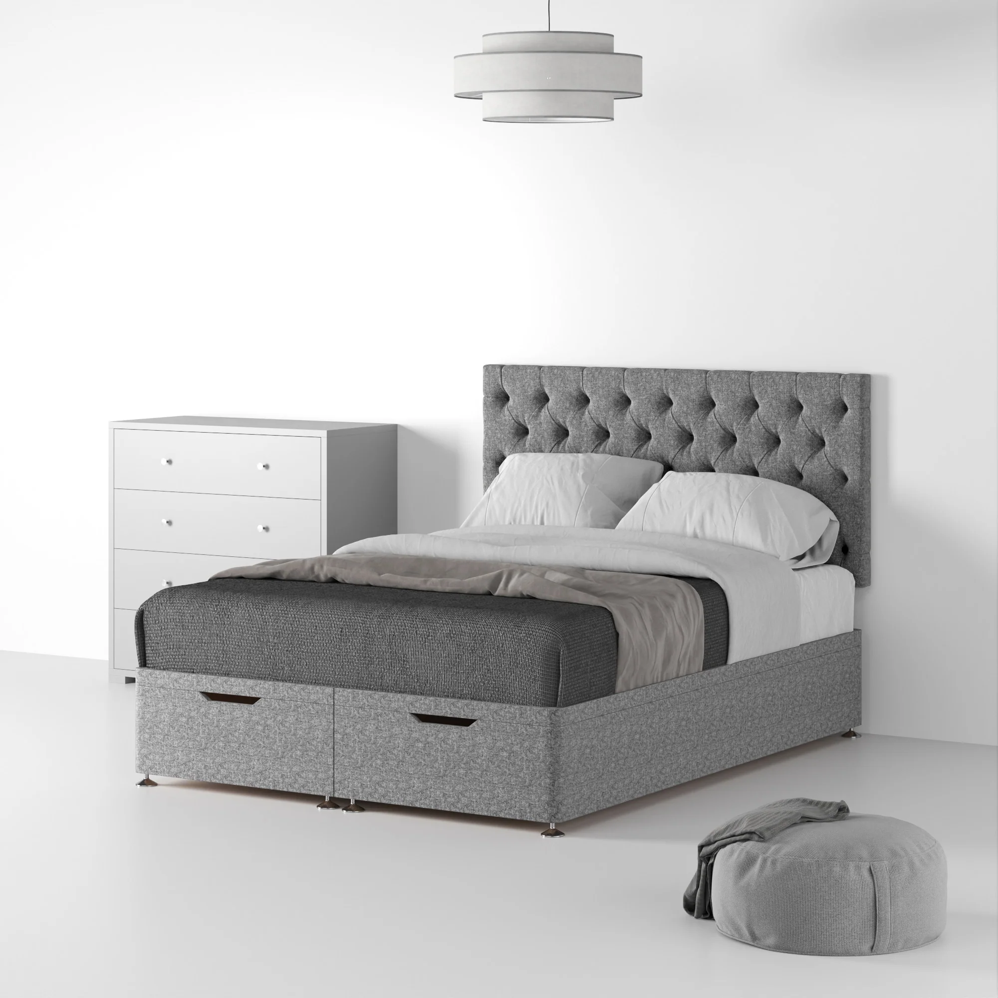 Farrow Diamond Linen Divan Bed and Headboard - Image 44