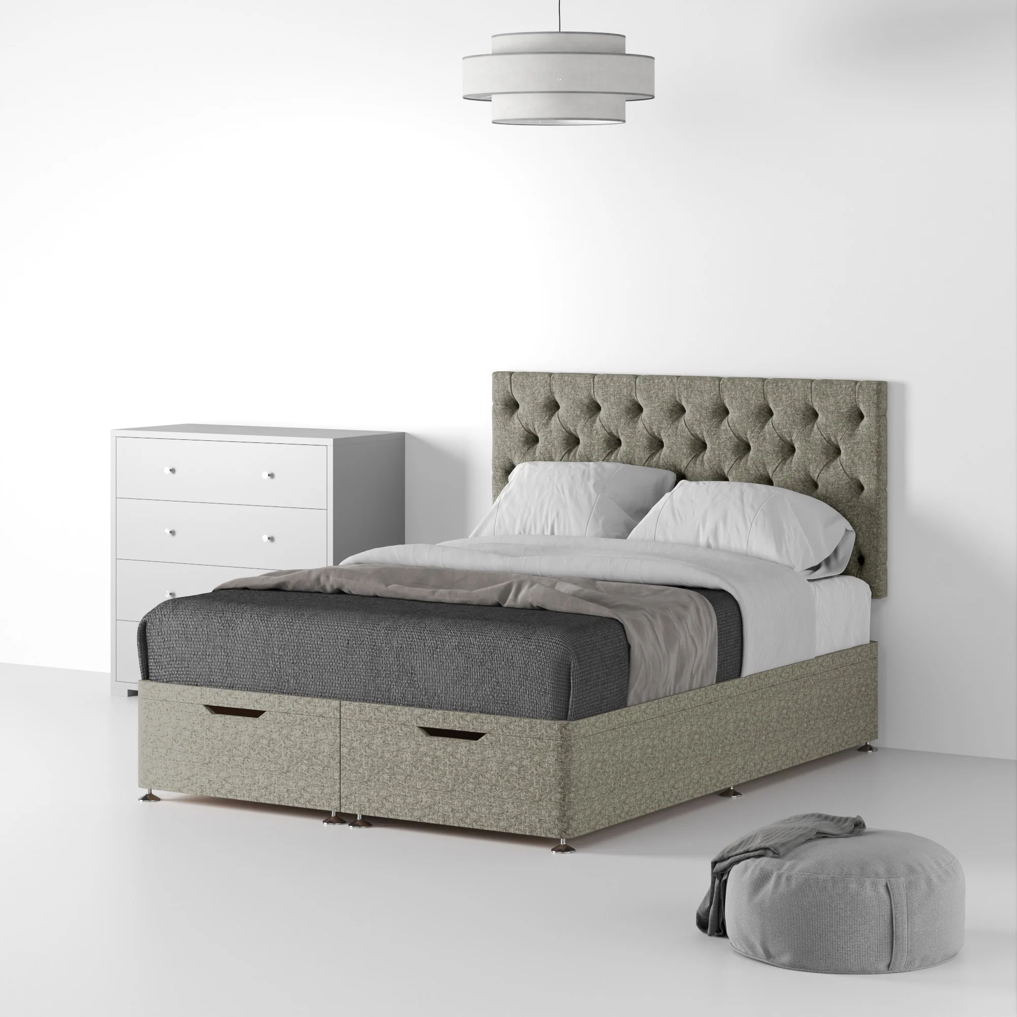 Farrow Diamond Linen Divan Bed and Headboard - Image 51