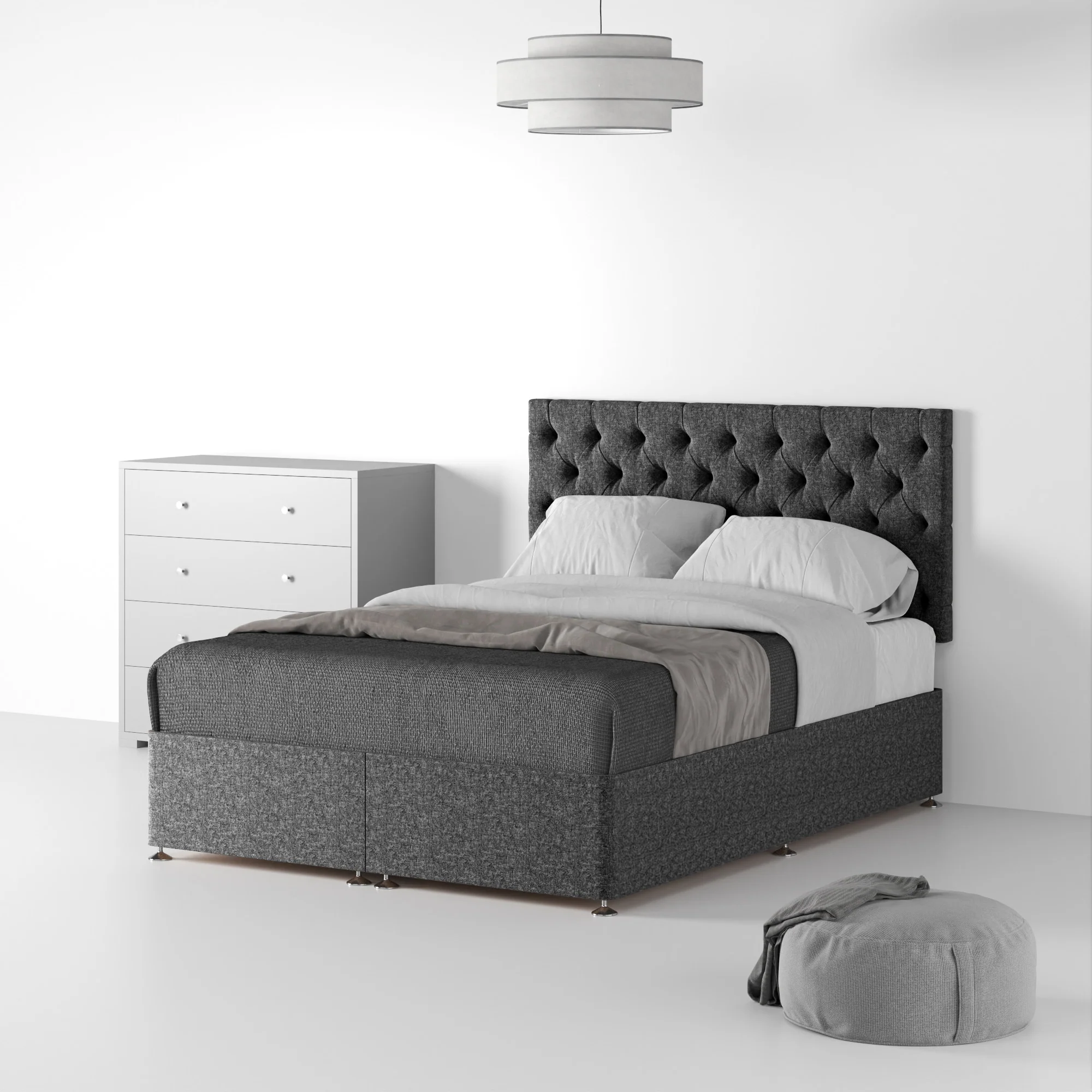 Farrow Diamond Linen Divan Bed and Headboard - Image 7
