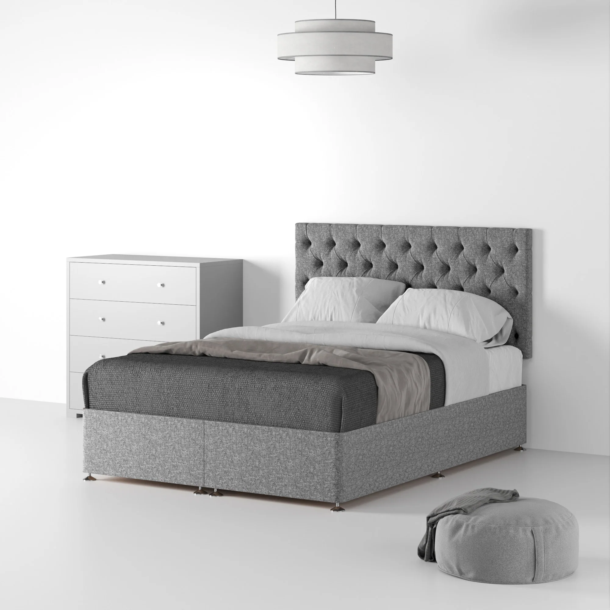 Farrow Diamond Linen Divan Bed and Headboard - Image 9