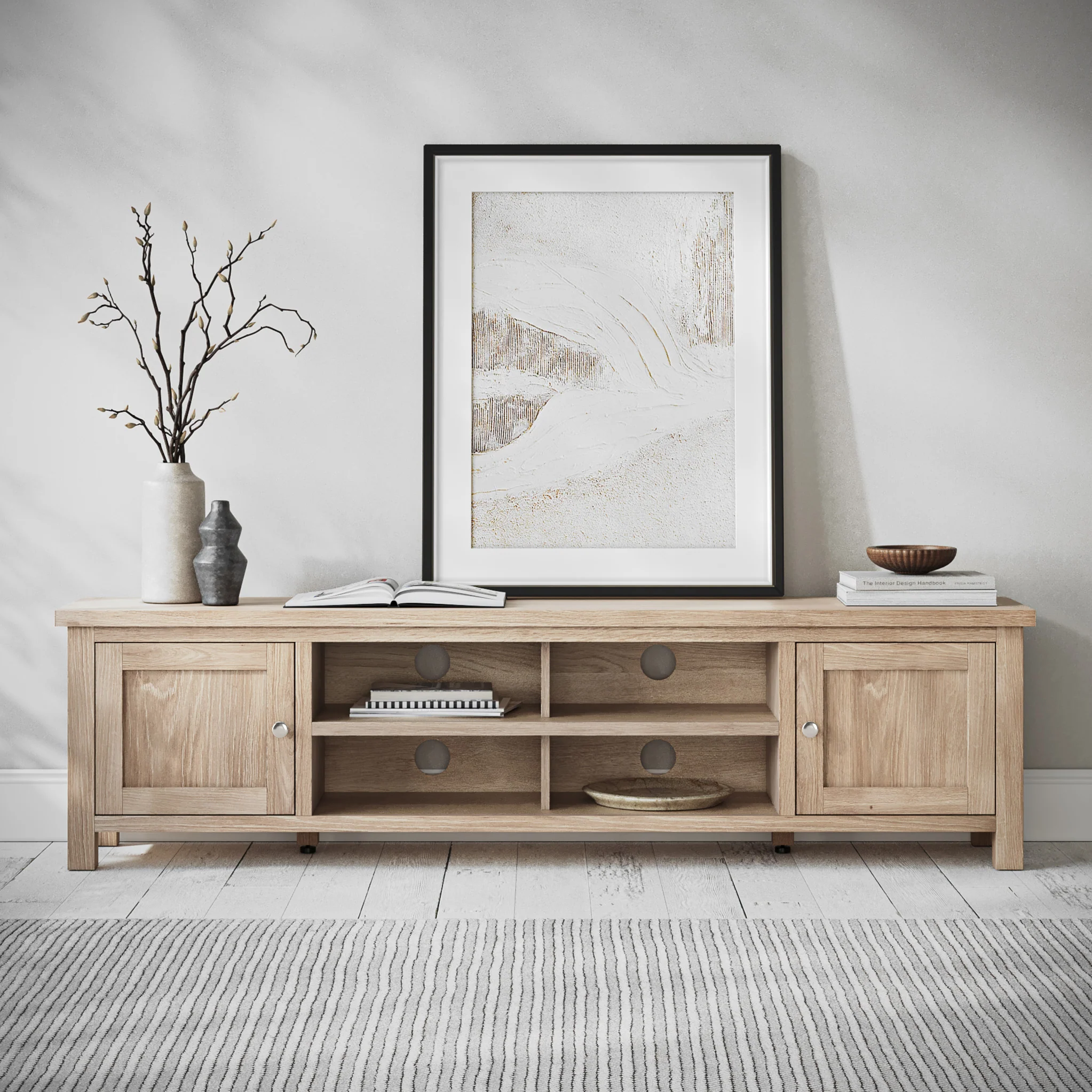 Farro Washed Oak 180cm Extra Wide TV Stand - Image 2