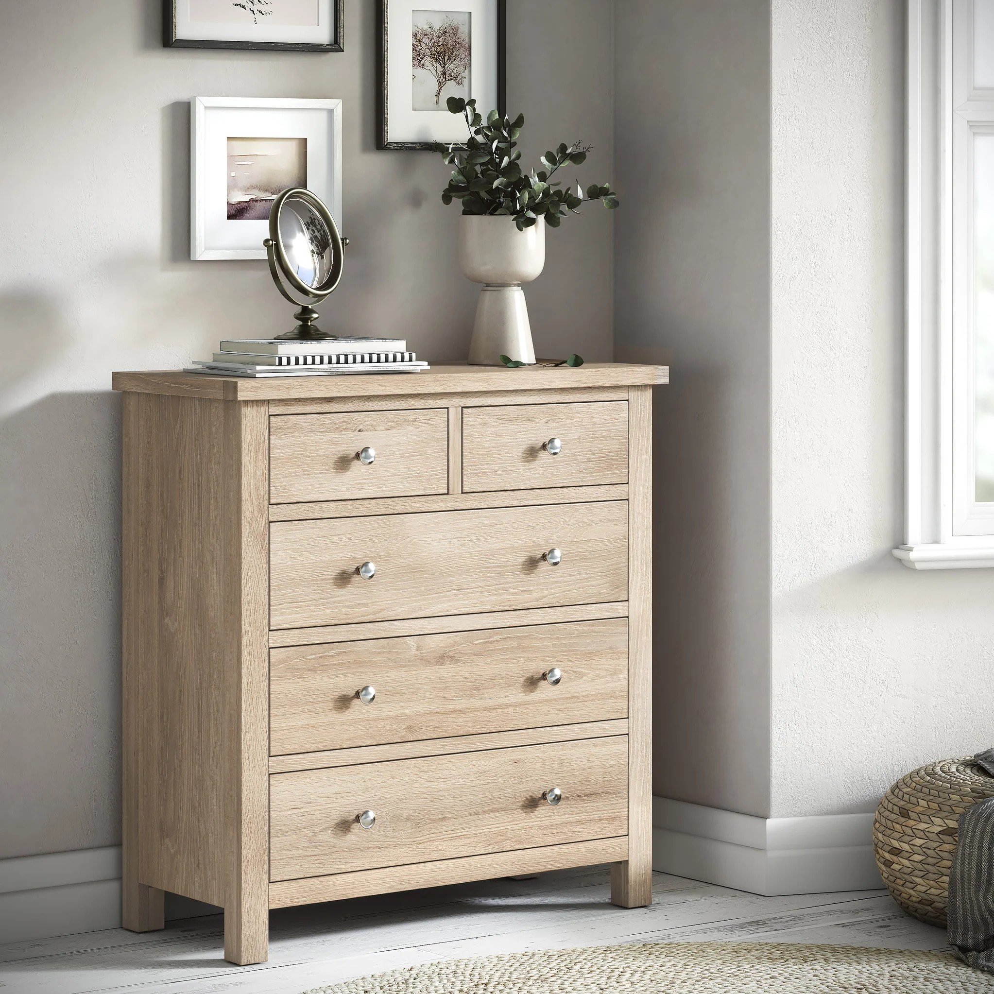 Farro Washed Oak 2 Over 3 Chest Of Drawers - Image 2