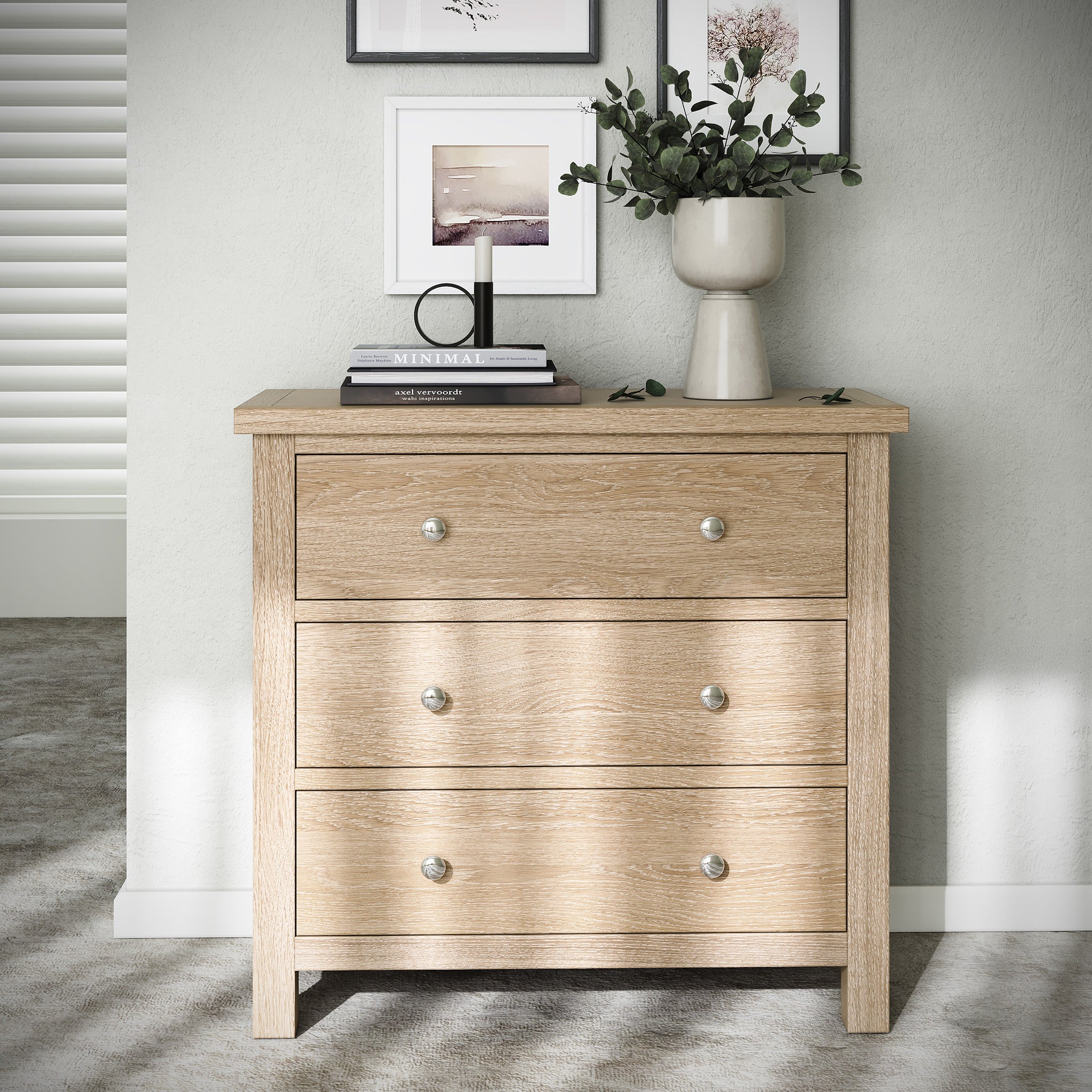 Farro Washed Oak 3 Drawer Chest - Image 2