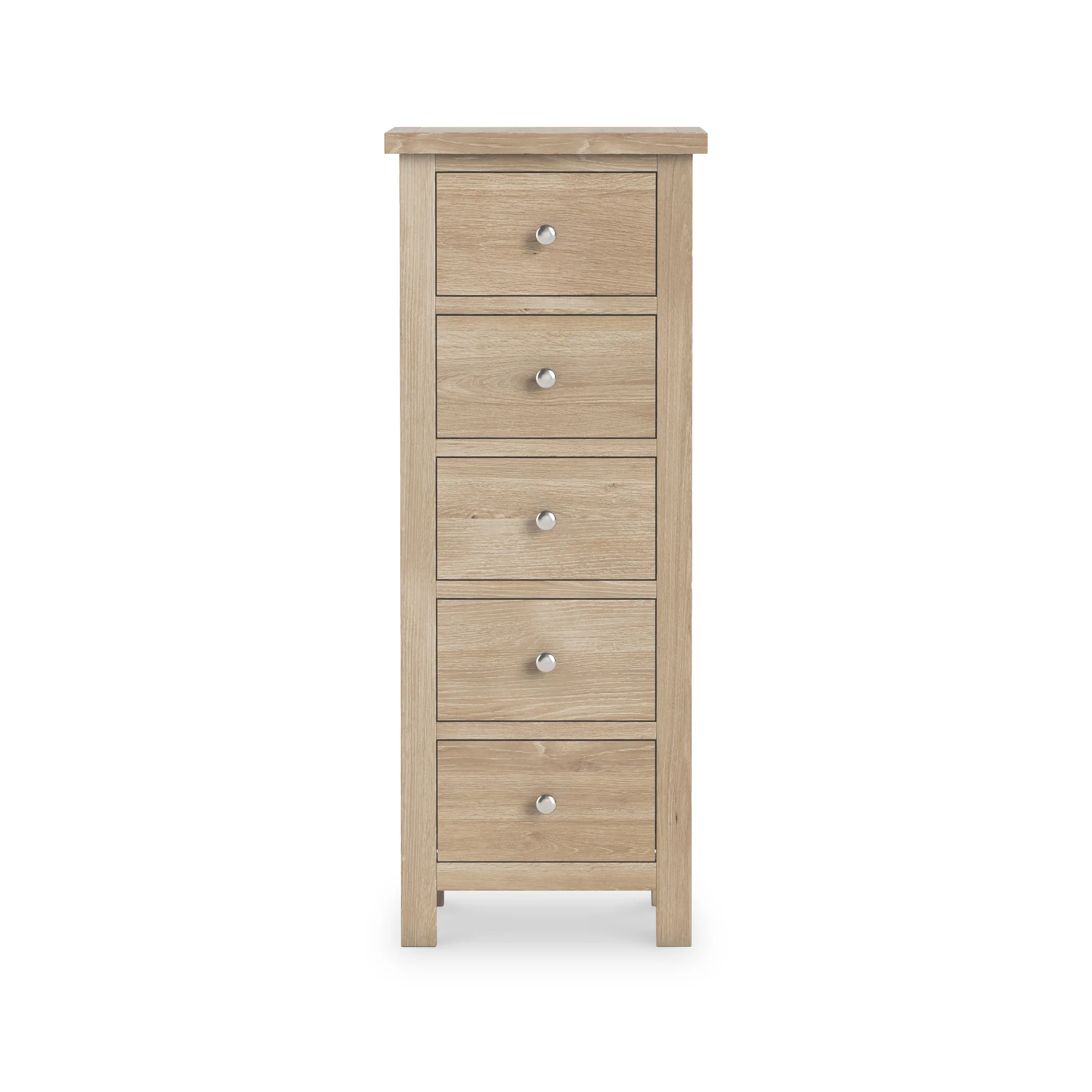Farro Washed Oak 5 Drawer Tallboy Chest - Image 3