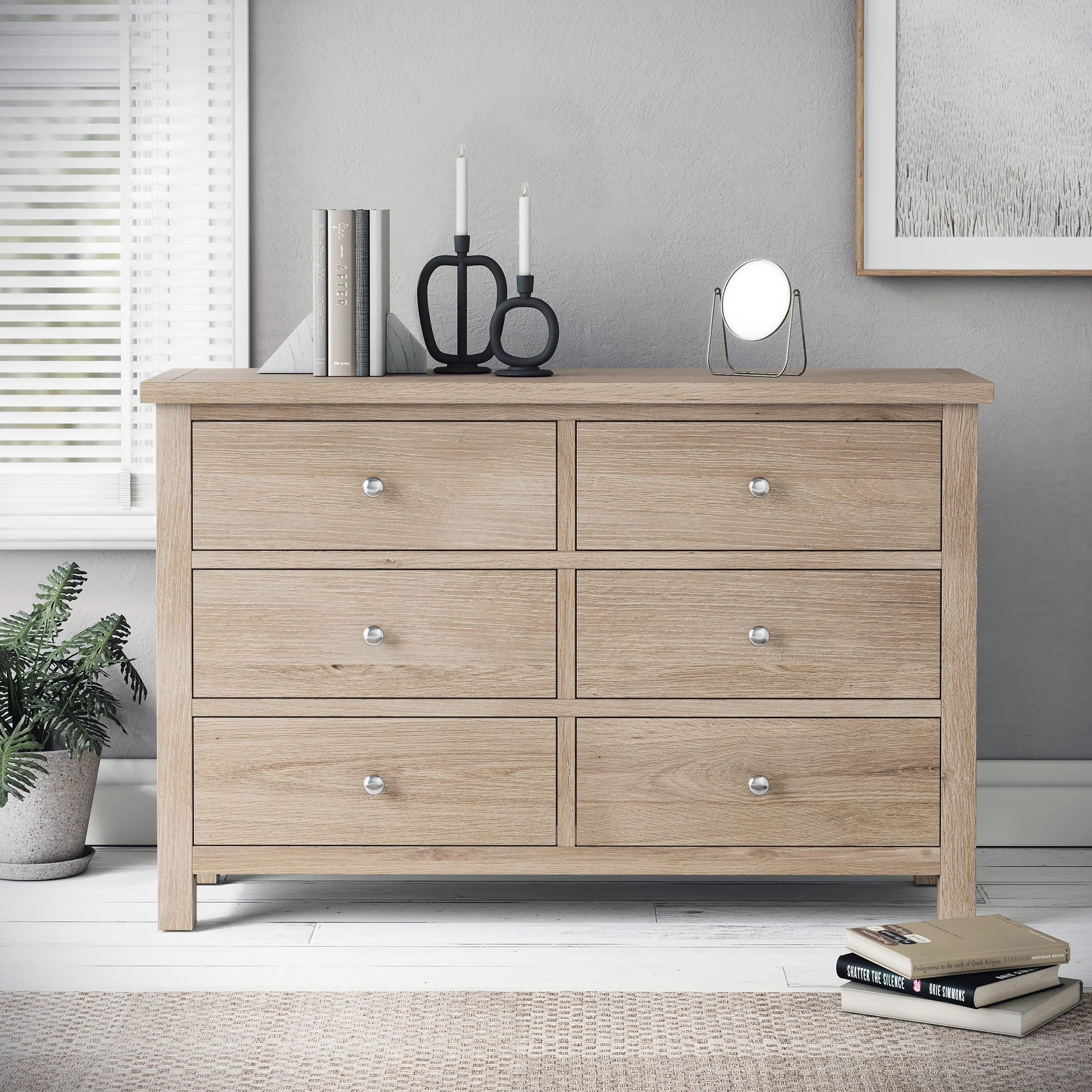 Farro Washed Oak 6 Drawer Chest - Image 2