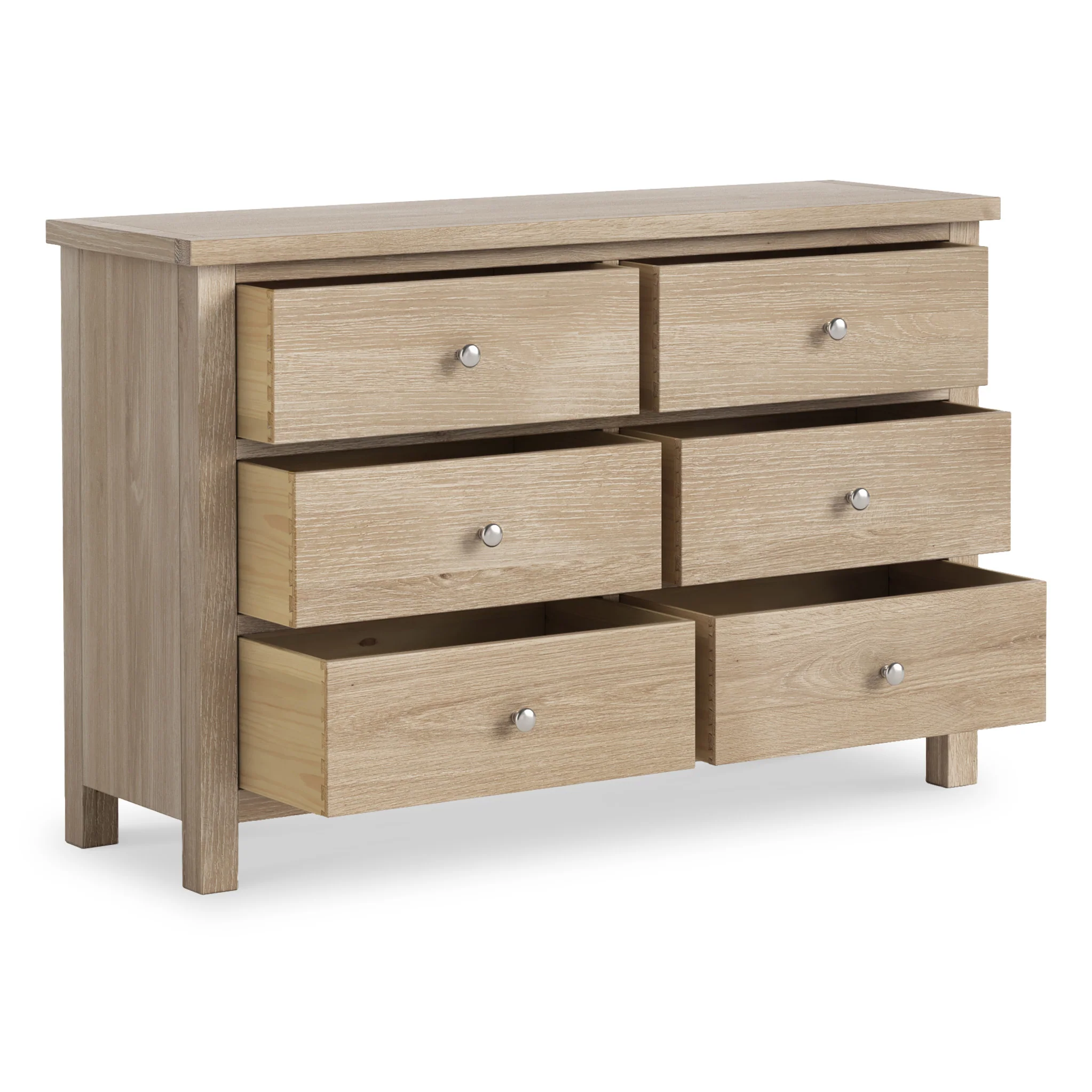 Farro Washed Oak 6 Drawer Chest - Image 4