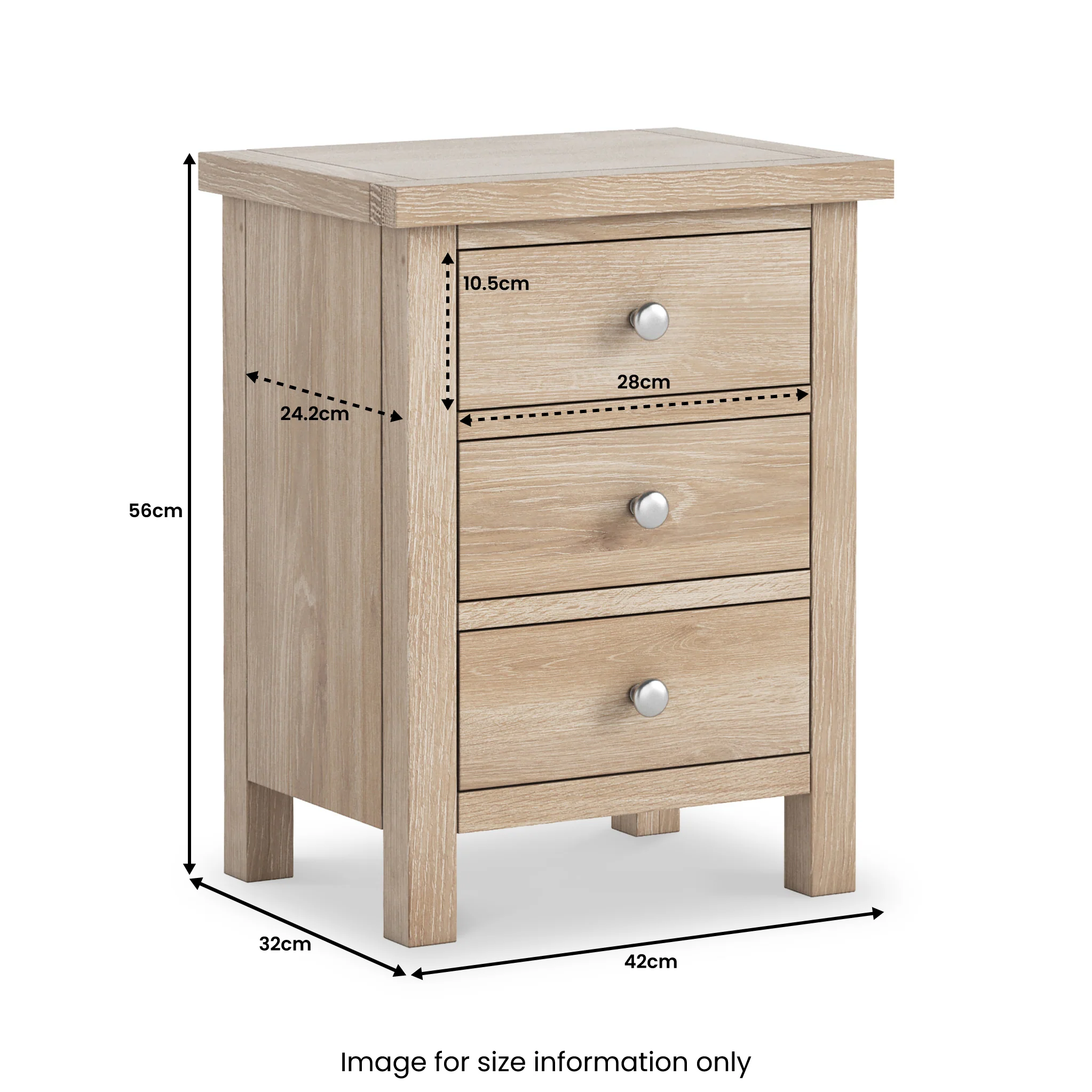 Farro Washed Oak Bedside Table - Image 8