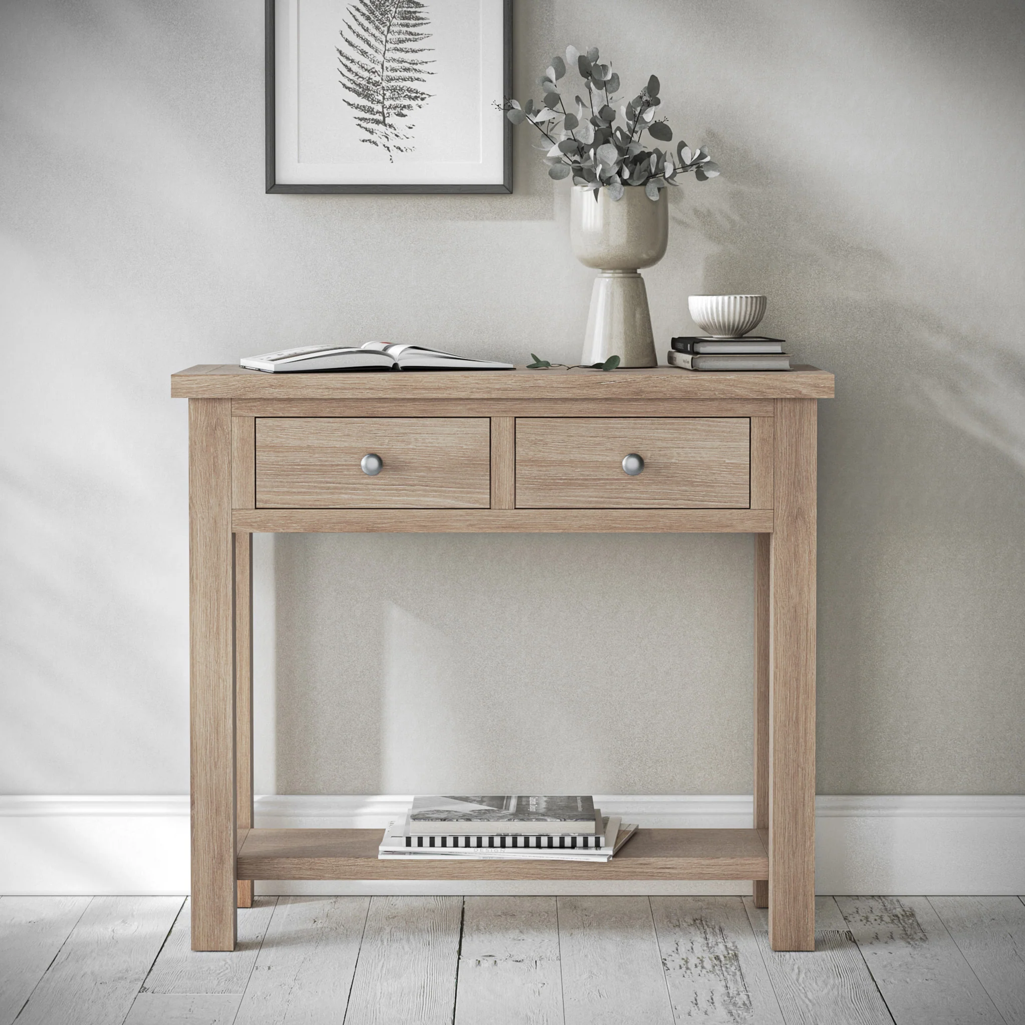 Farro Washed Oak Console Table - Image 2