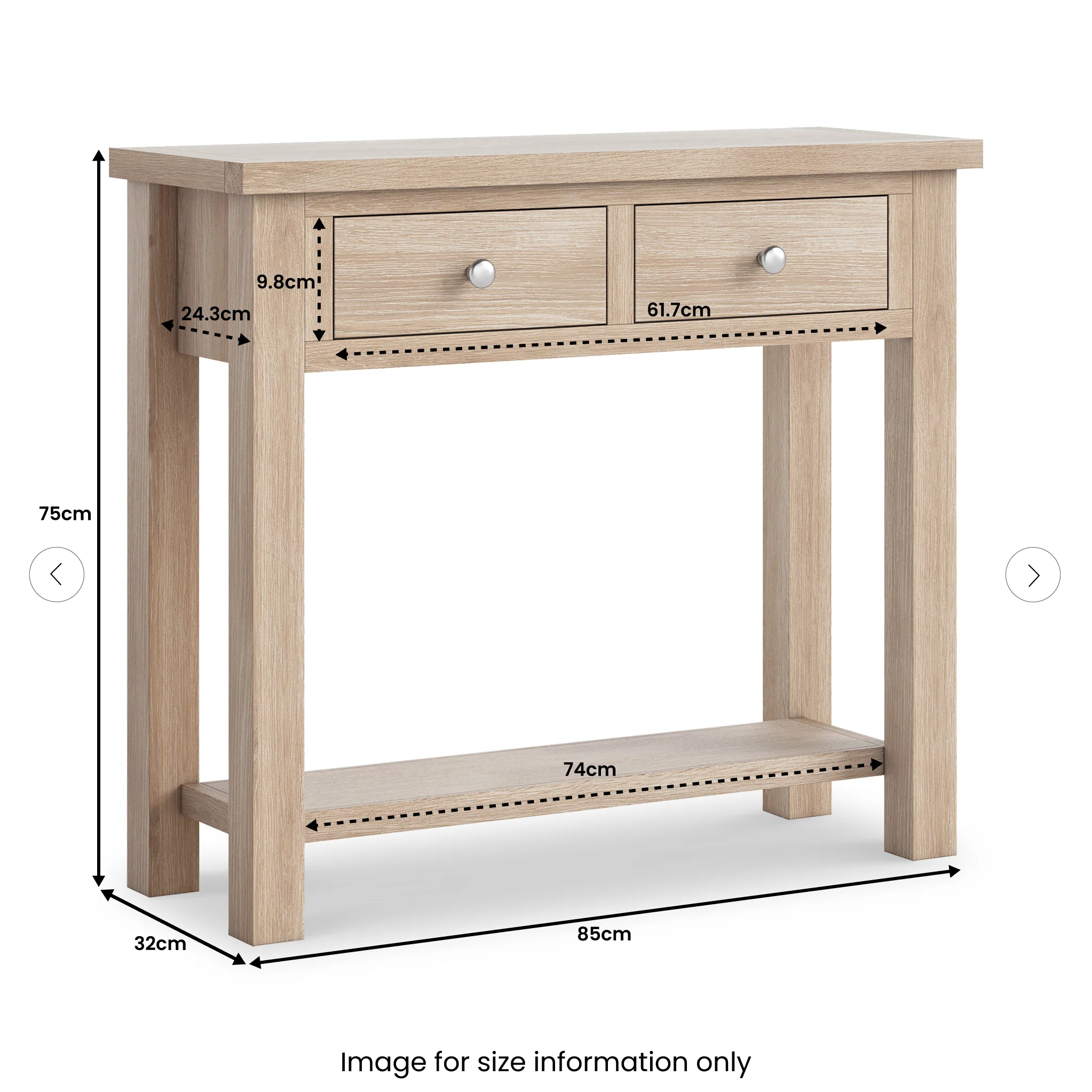 Farro Washed Oak Console Table - Image 9