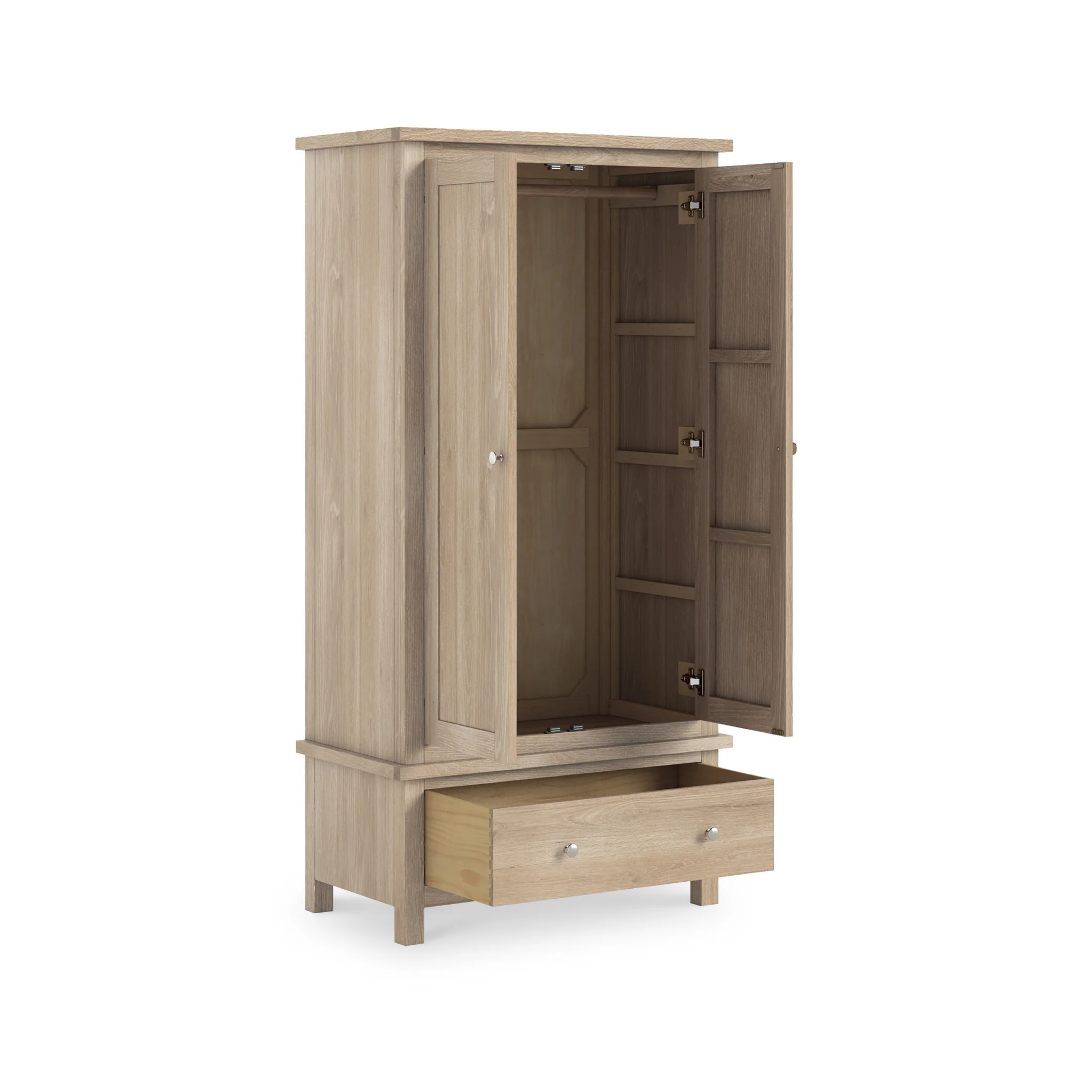 Farro Washed Oak Double Wardrobe with Drawers - Image 5