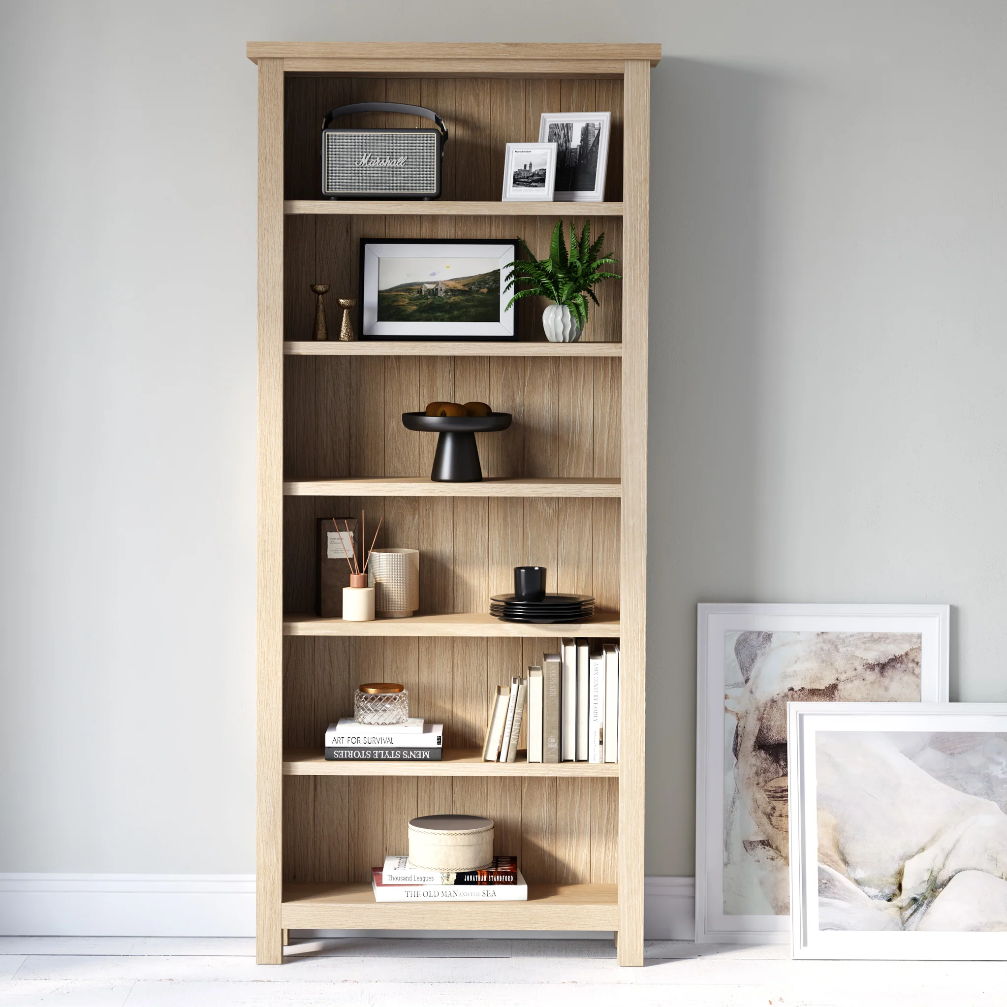 Farro Washed Oak Large Bookcase - Image 2