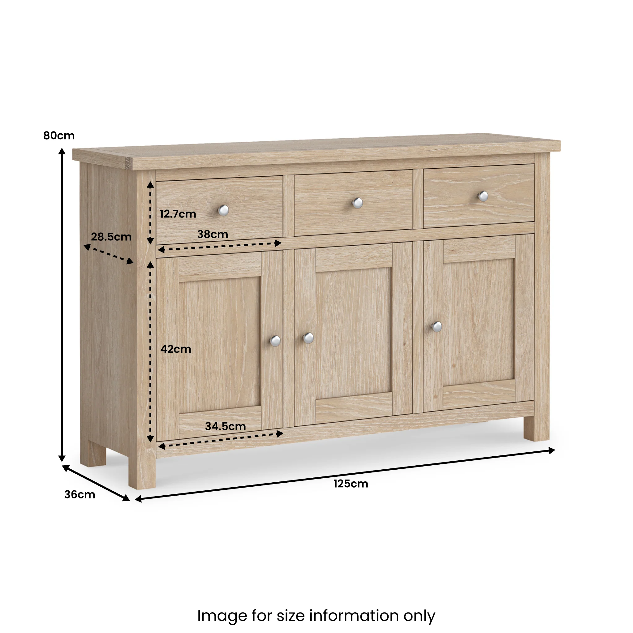 Farro Washed Oak Large Sideboard - Image 10