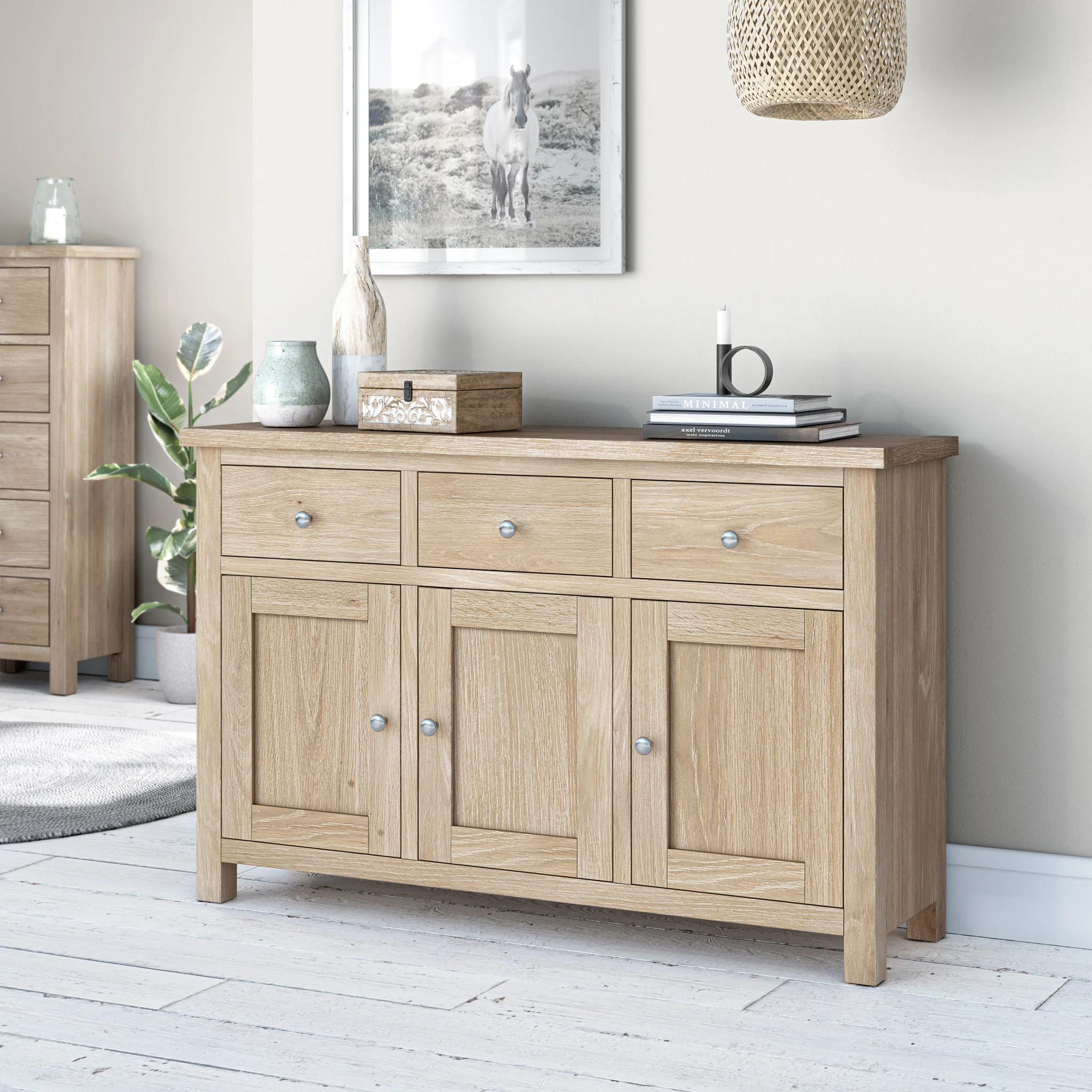Farro Washed Oak Large Sideboard - Image 2