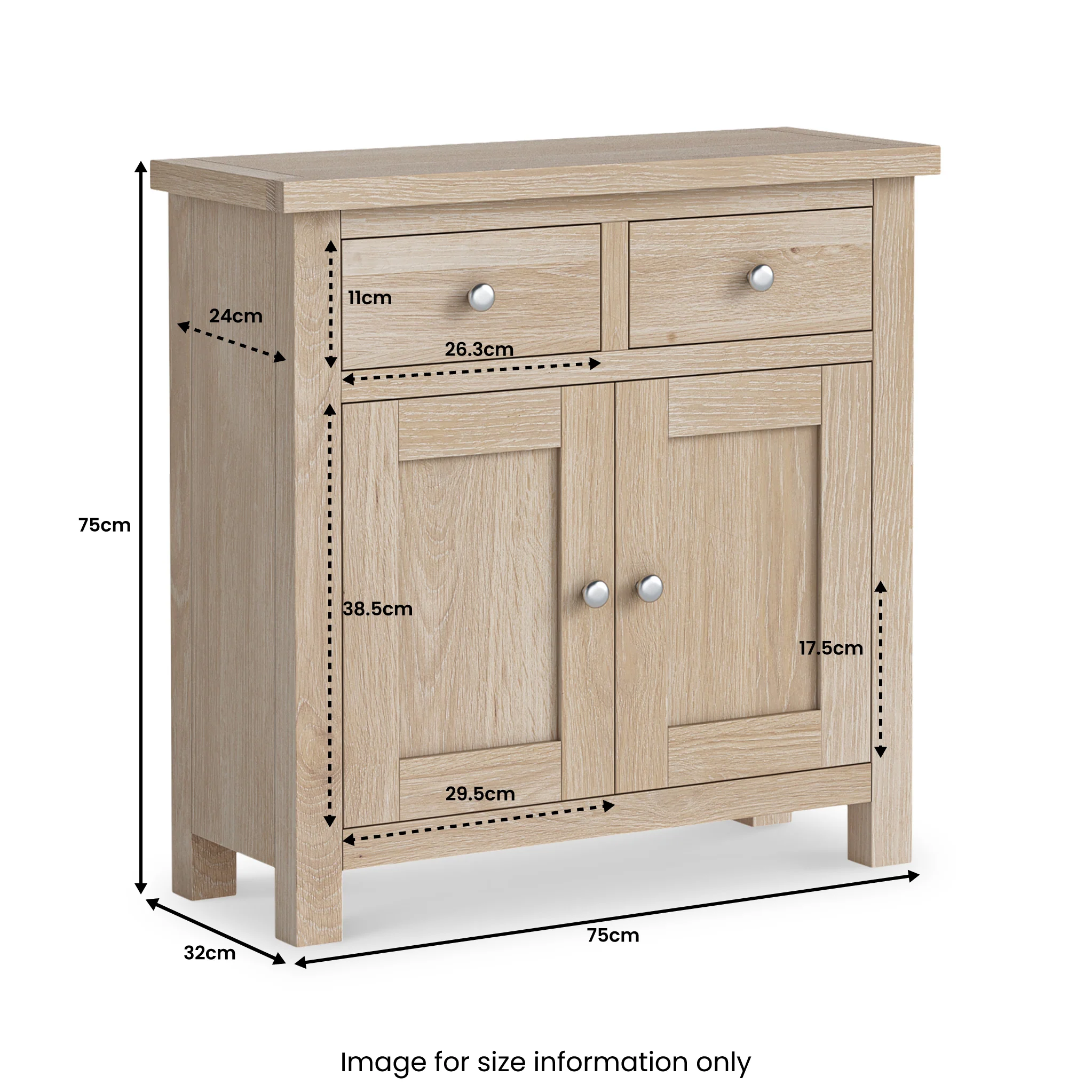 Farro Washed Oak Mini Sideboard - Image 10