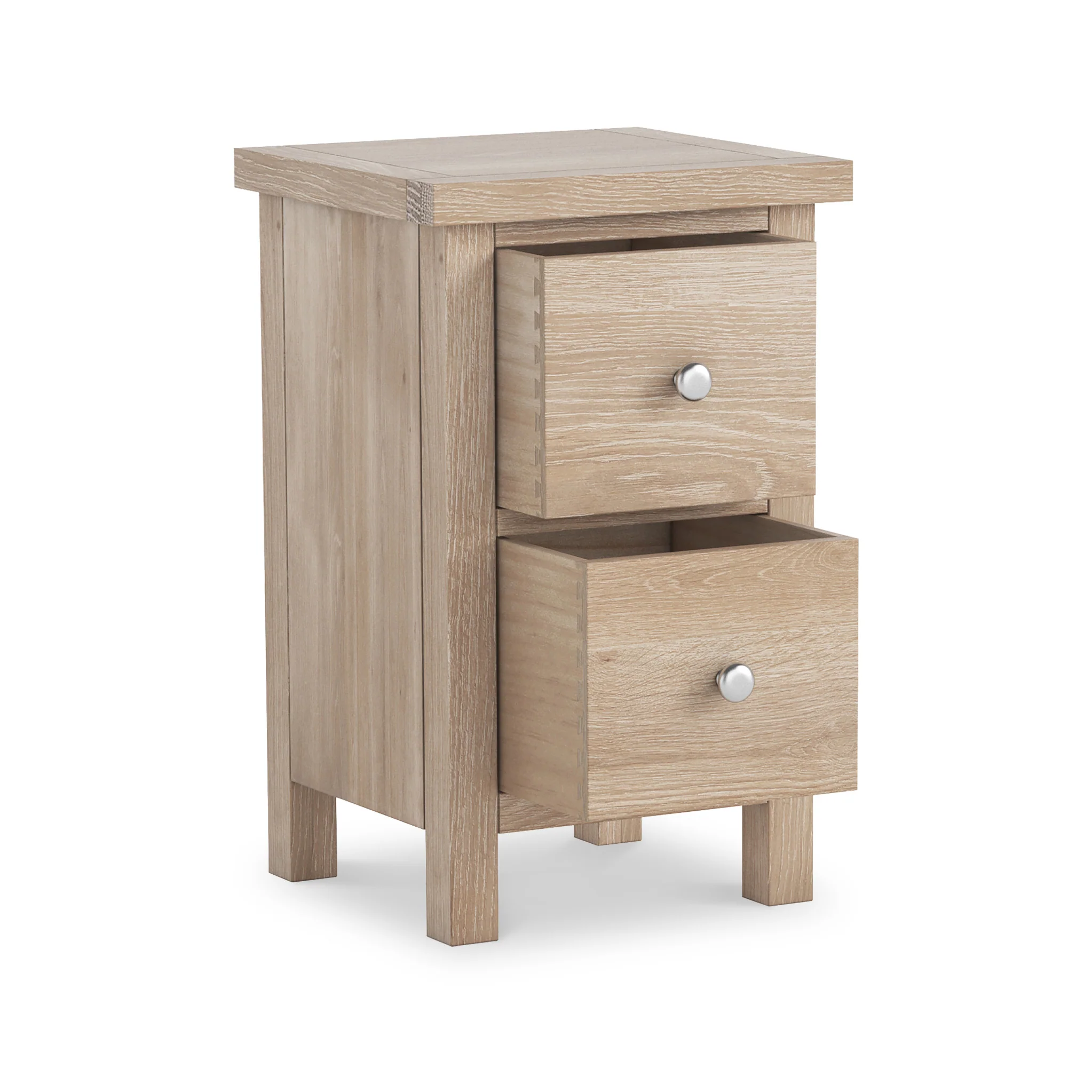 Farro Washed Oak Slim Bedside Table - Image 4