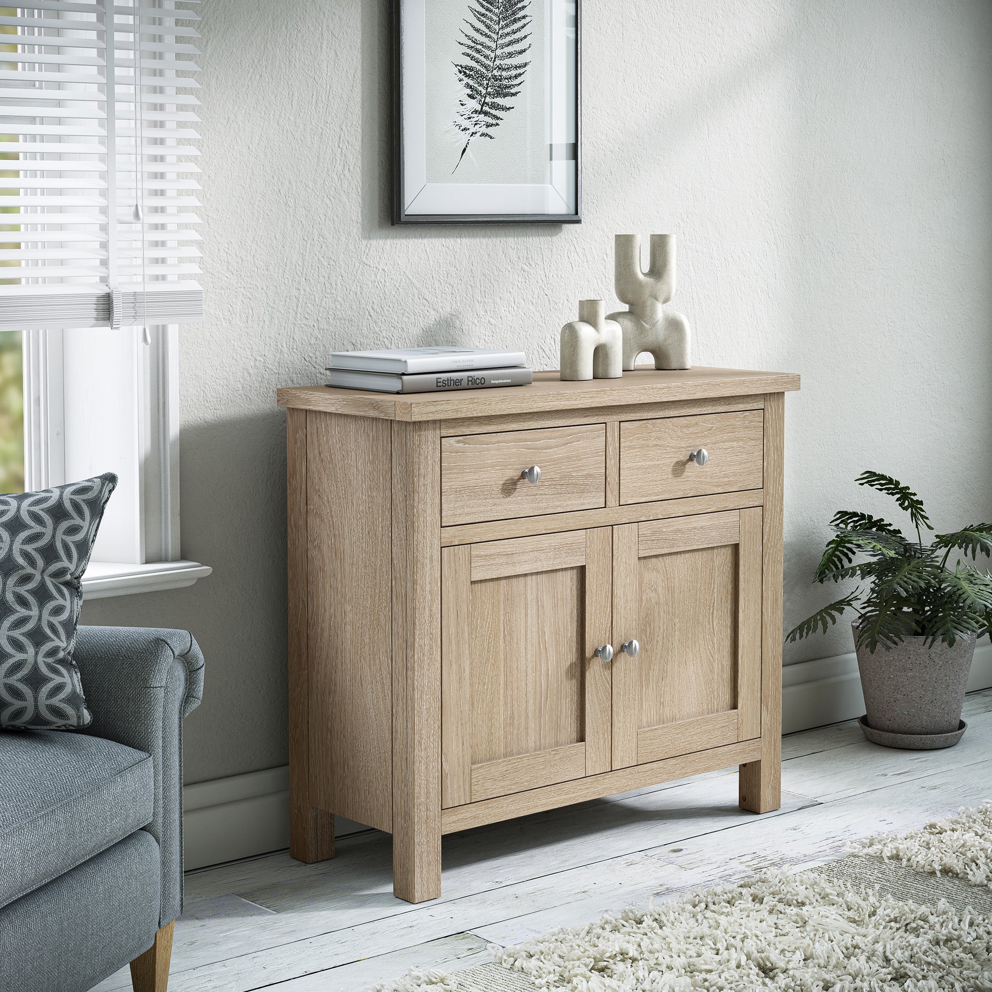 Farro Washed Oak Small Sideboard - Image 2