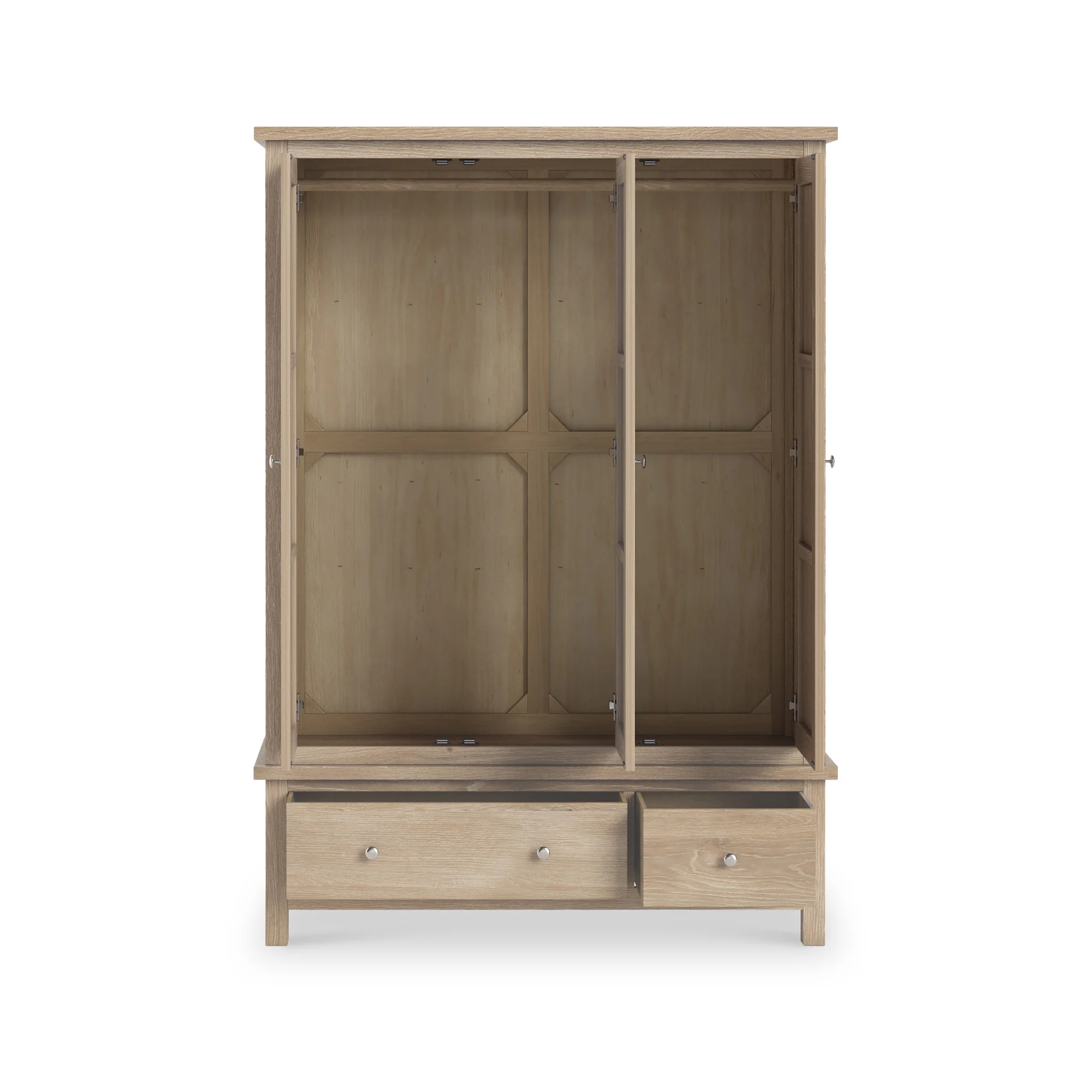 Farro Washed Oak Triple Wardrobe with Drawers - Image 3