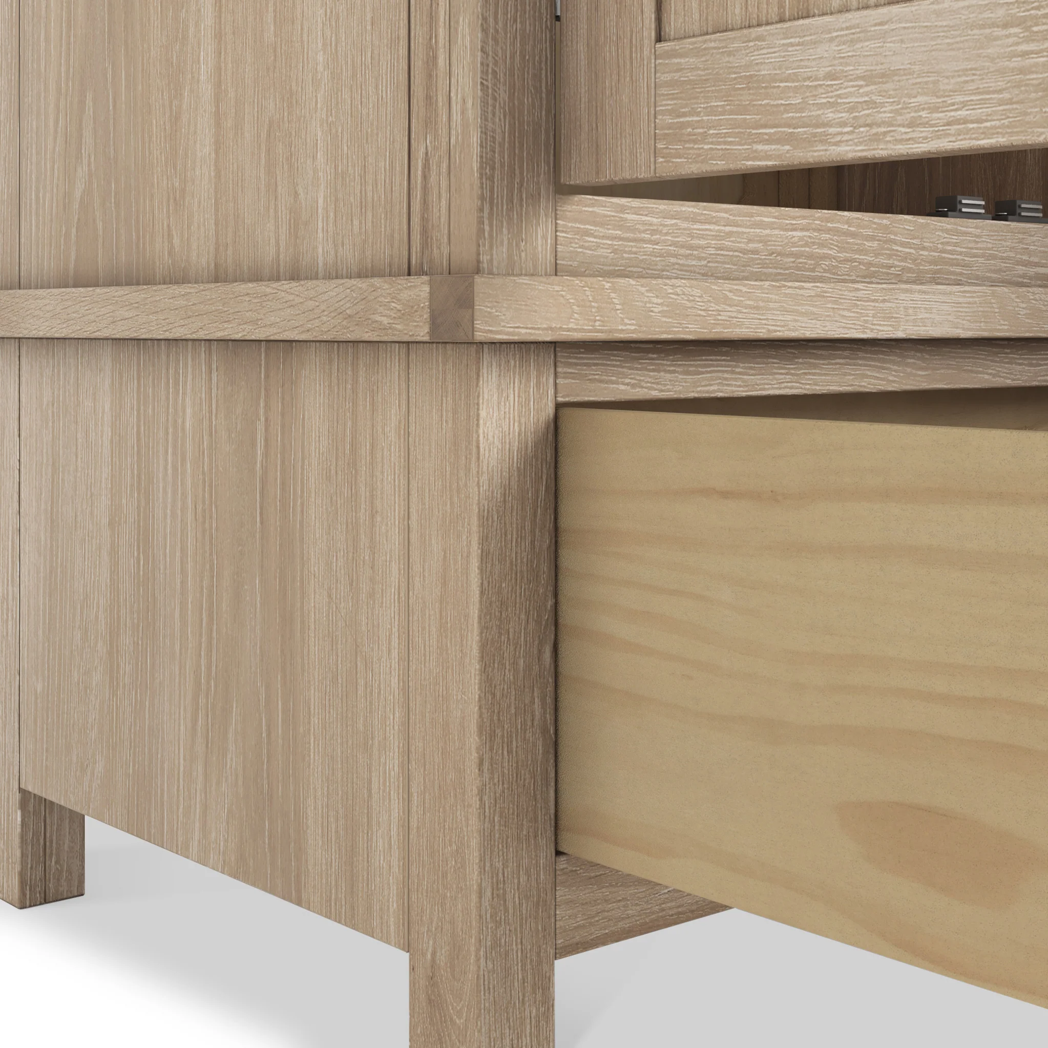 Farro Washed Oak Triple Wardrobe with Drawers - Image 7