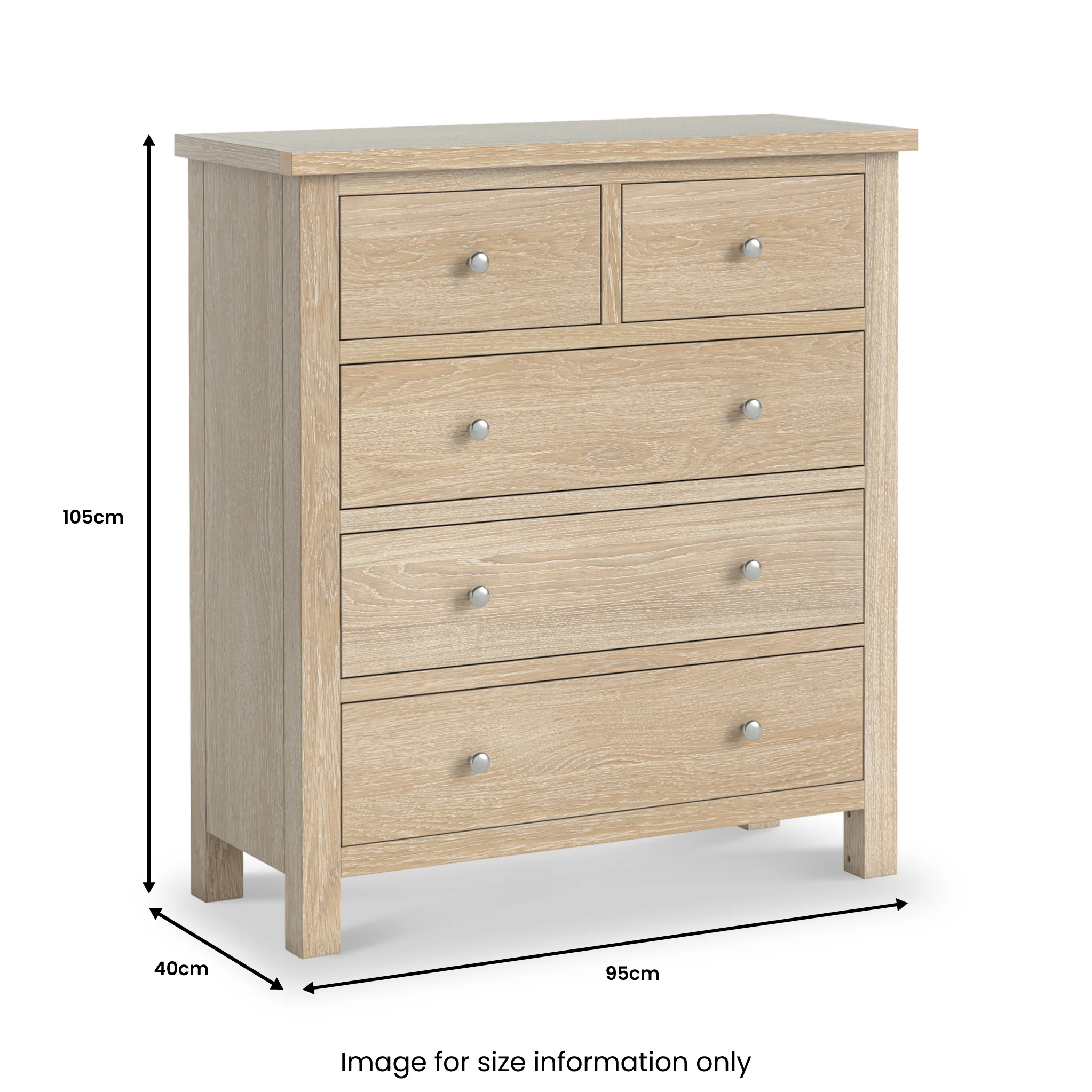 Farro Washed Oak XL 2 Over 3 Chest of Drawers - Image 9