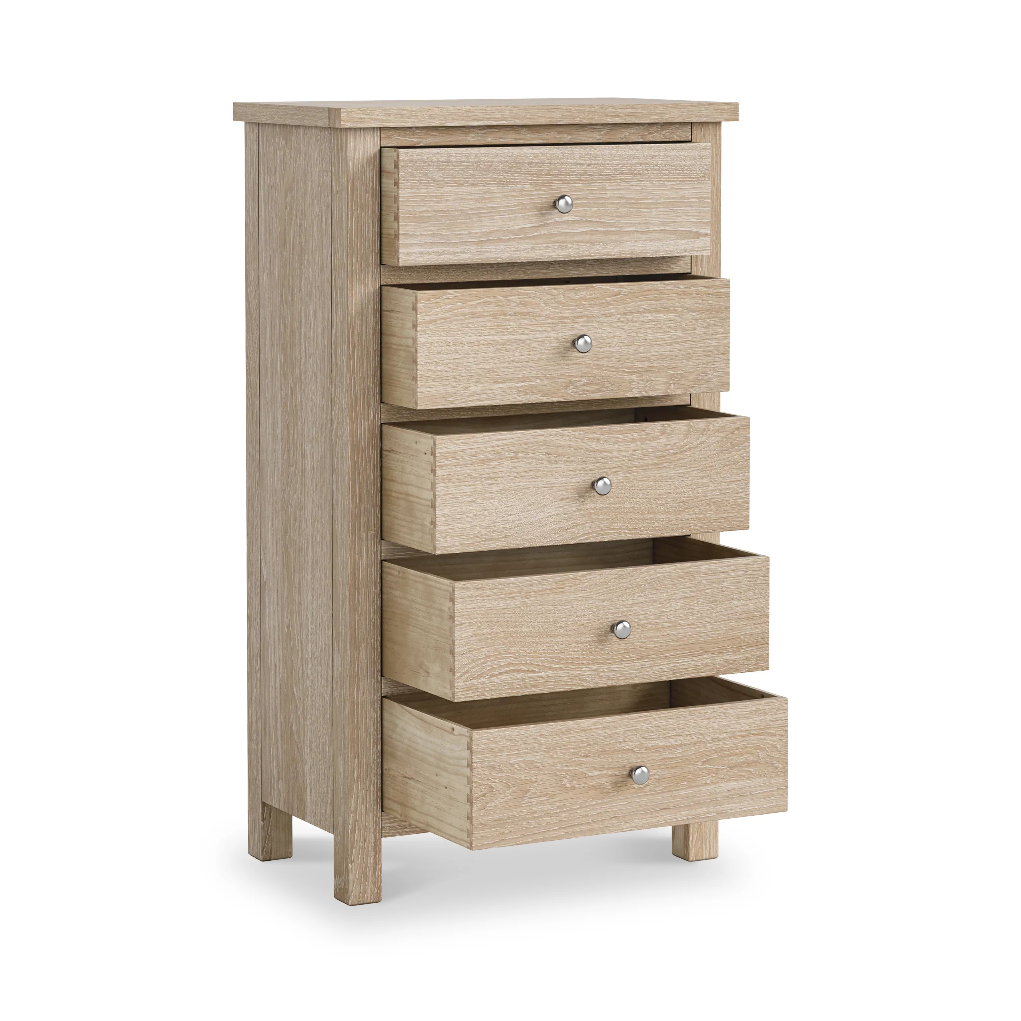 Farro Washed Oak XL 5 Drawer Tallboy Chest - Image 4